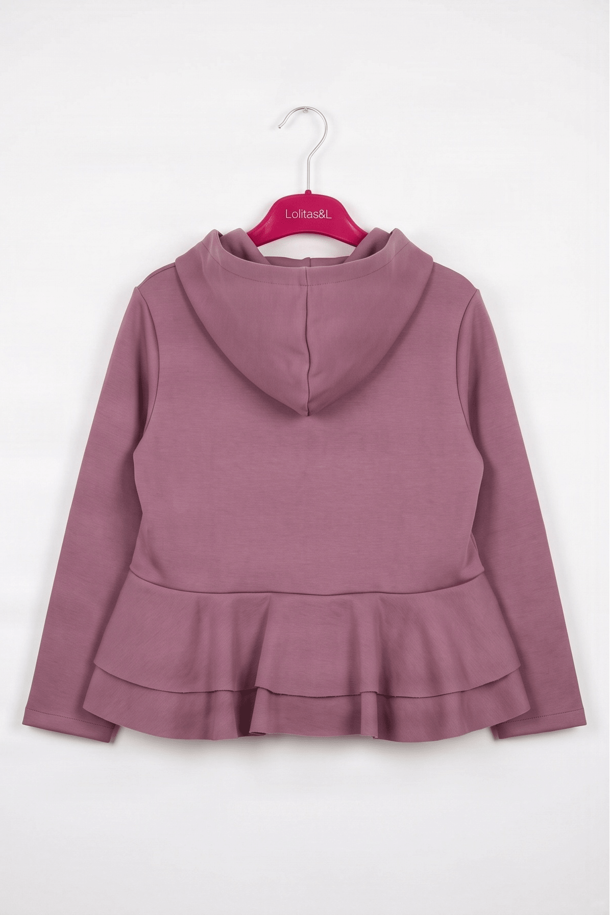 Sudadera/Chaqueta Rosa con Capucha y Volantes Preloved - lolitasyl.com