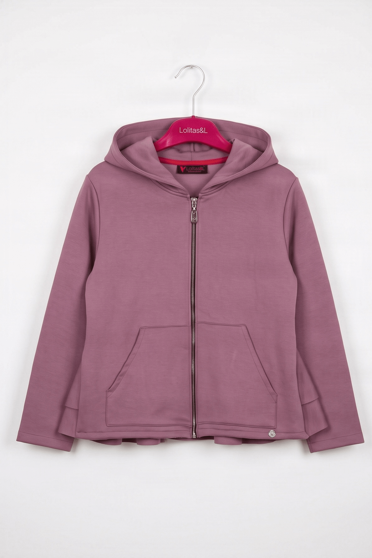 Sudadera/Chaqueta Rosa con Capucha y Volantes Preloved - lolitasyl.com