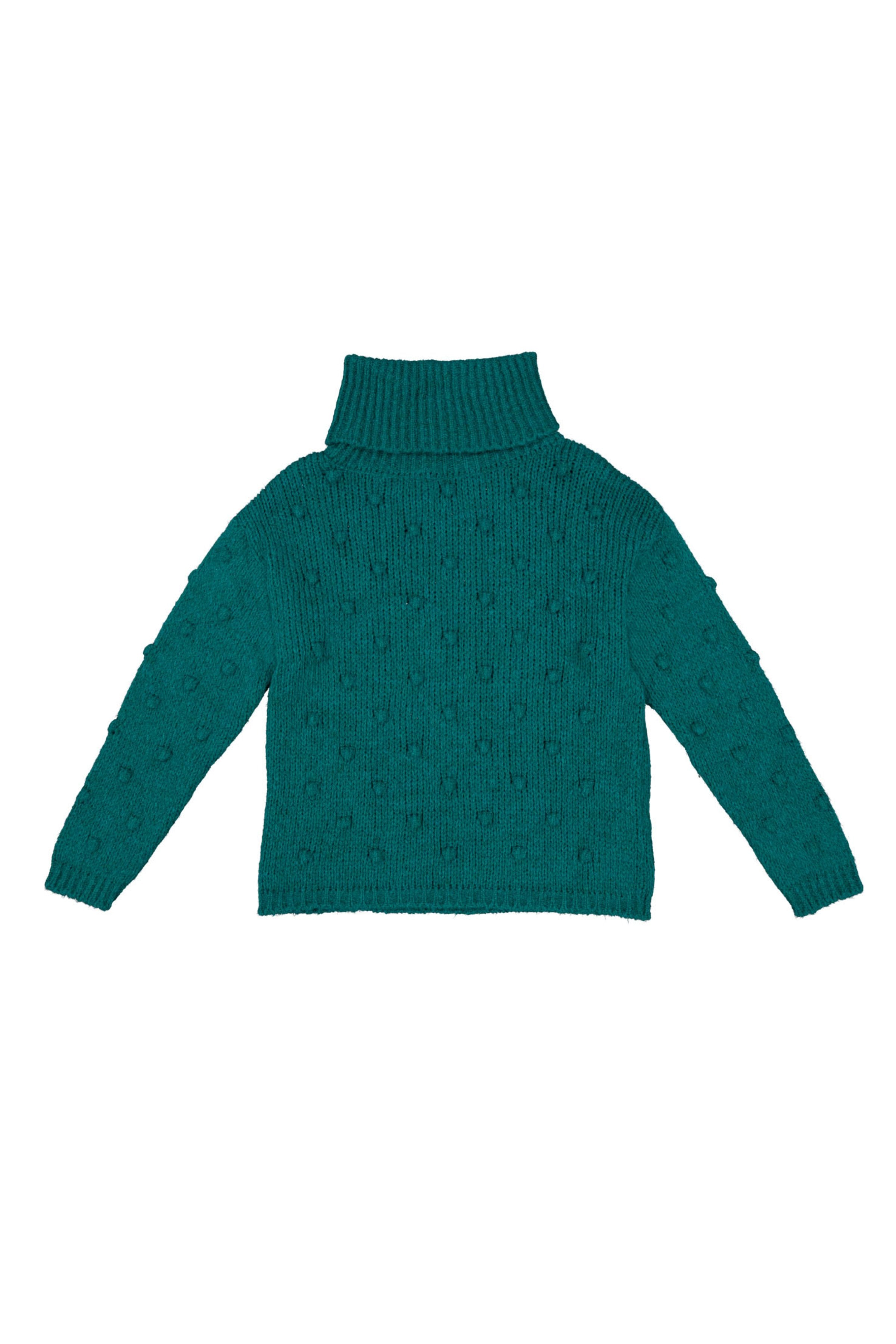 Suéter punto verde jacquard con cuello tortuga Lolitas&L - lolitasyl.com