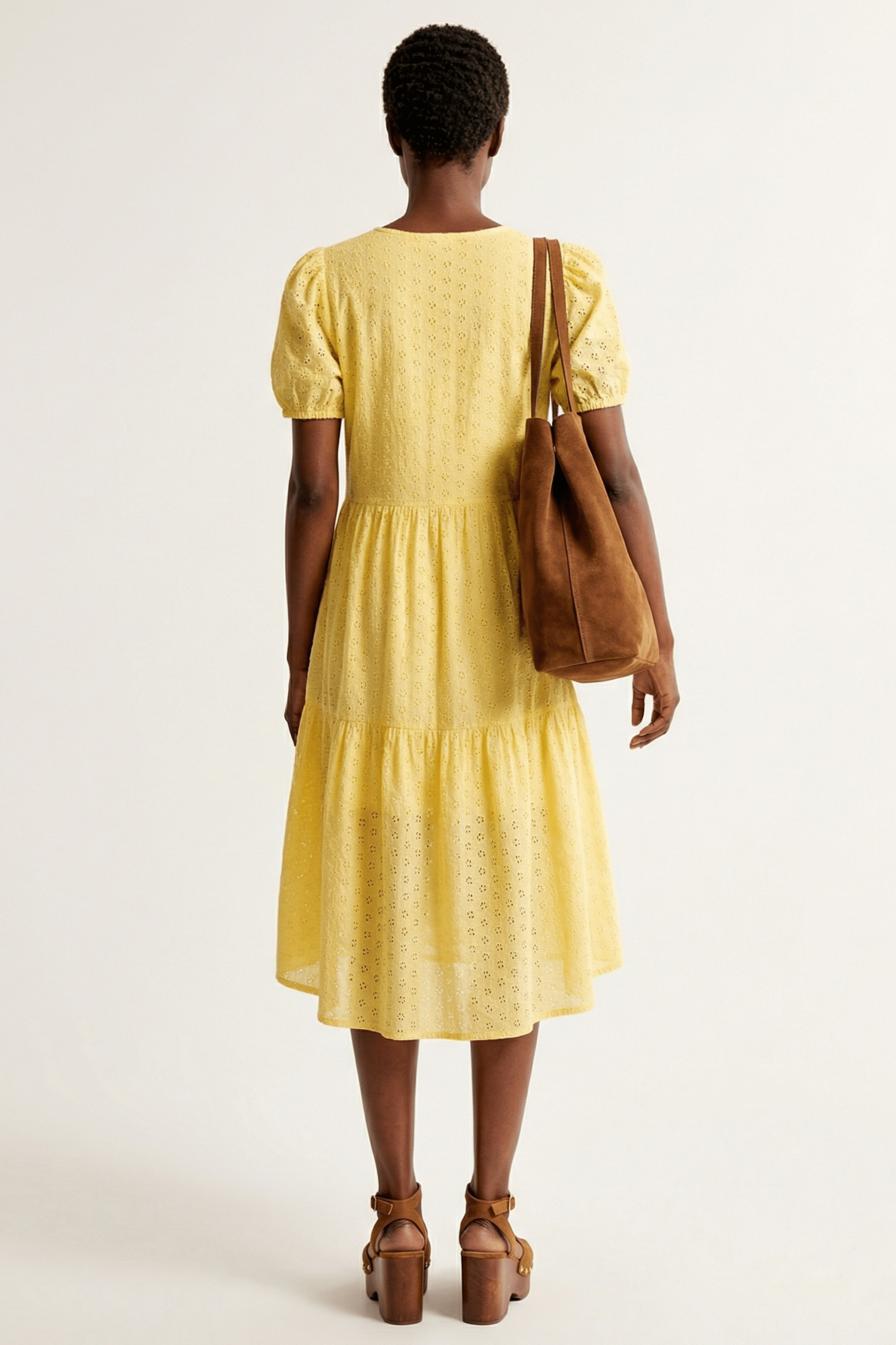 Vestido amarillo bordado ingles manga abullonada Lolitas&L - lolitasyl.com