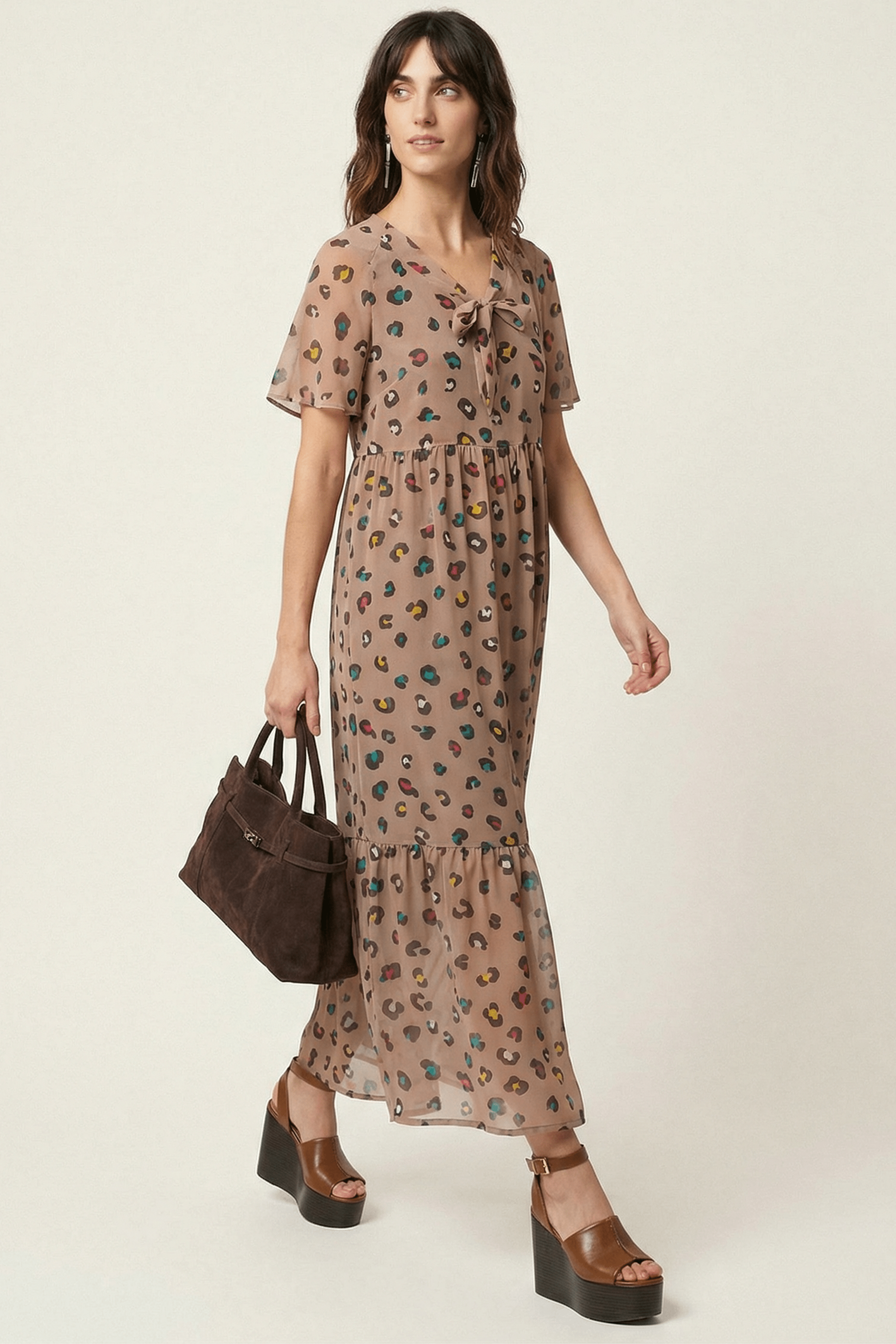 Vestido animal print largo anudado en el escote Lolitas&L - lolitasyl.com