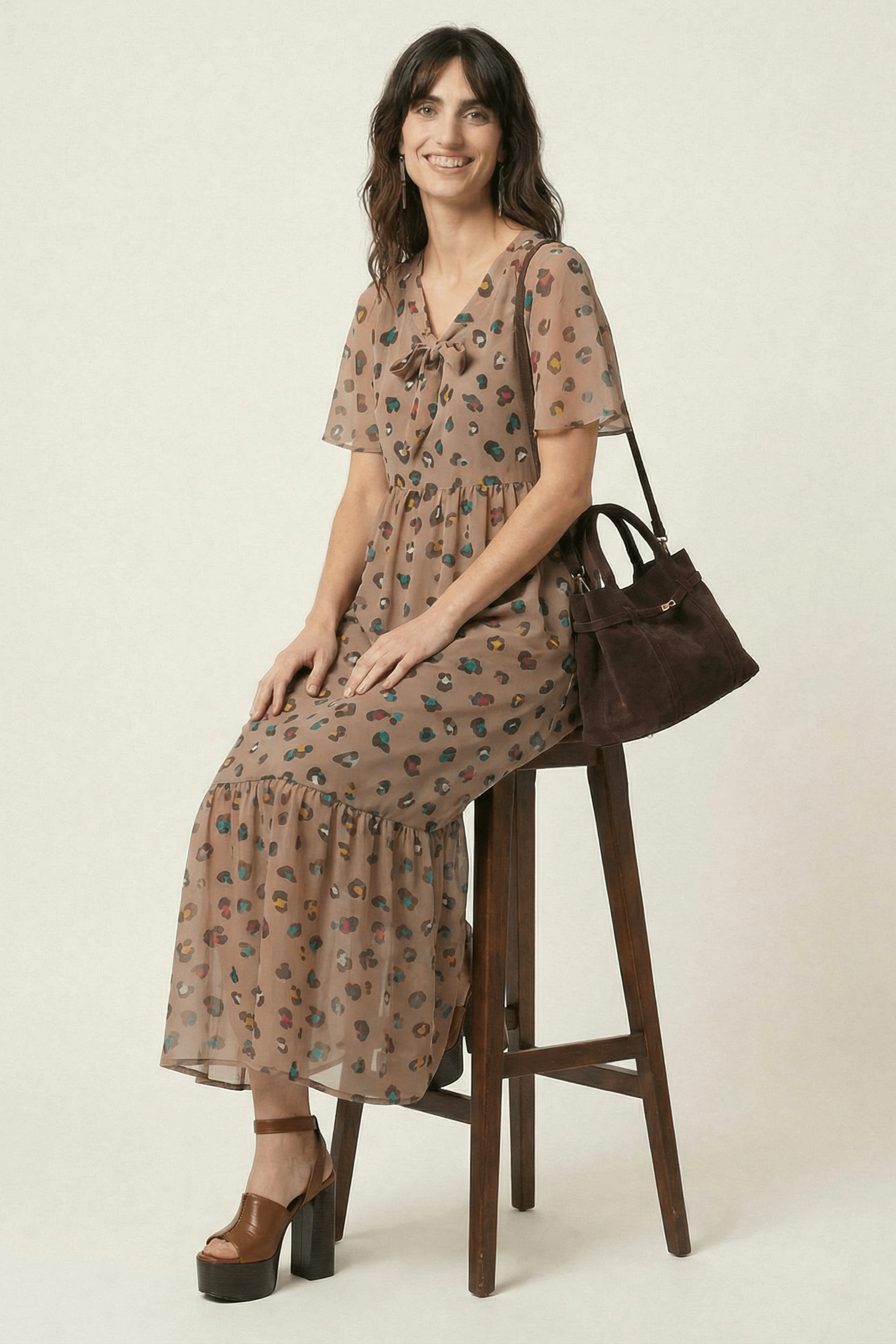 Vestido animal print largo anudado en el escote Lolitas&L - lolitasyl.com