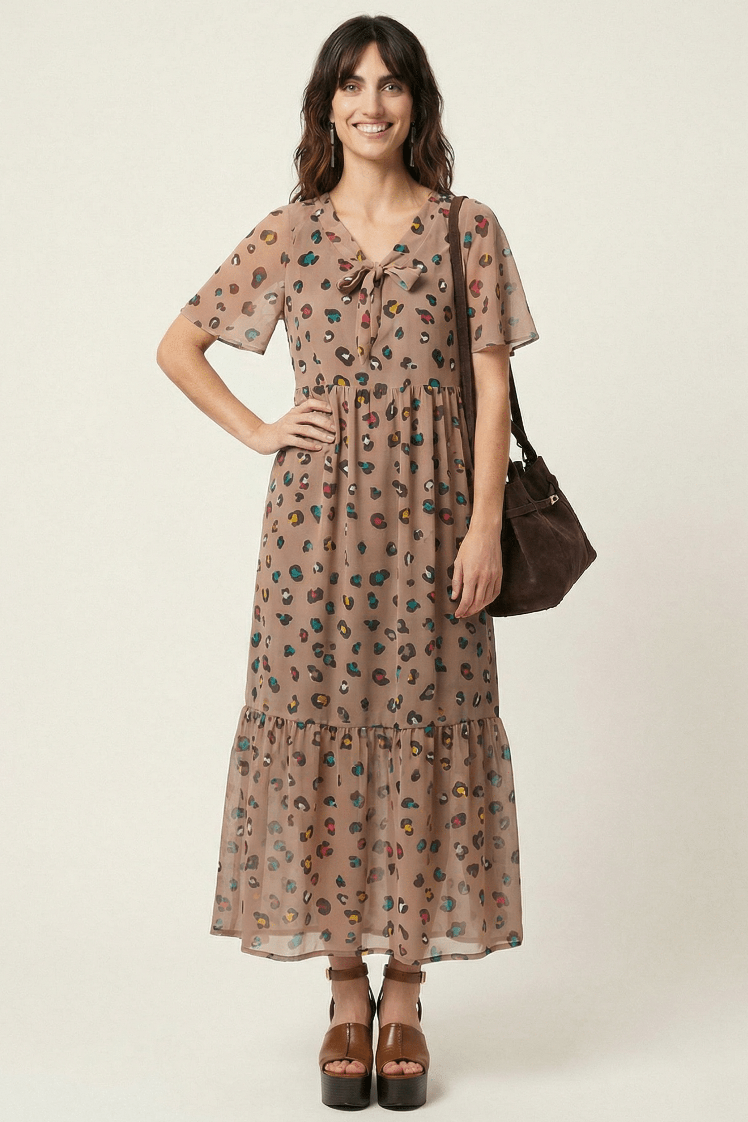 Vestido animal print largo anudado en el escote Lolitas&L - lolitasyl.com