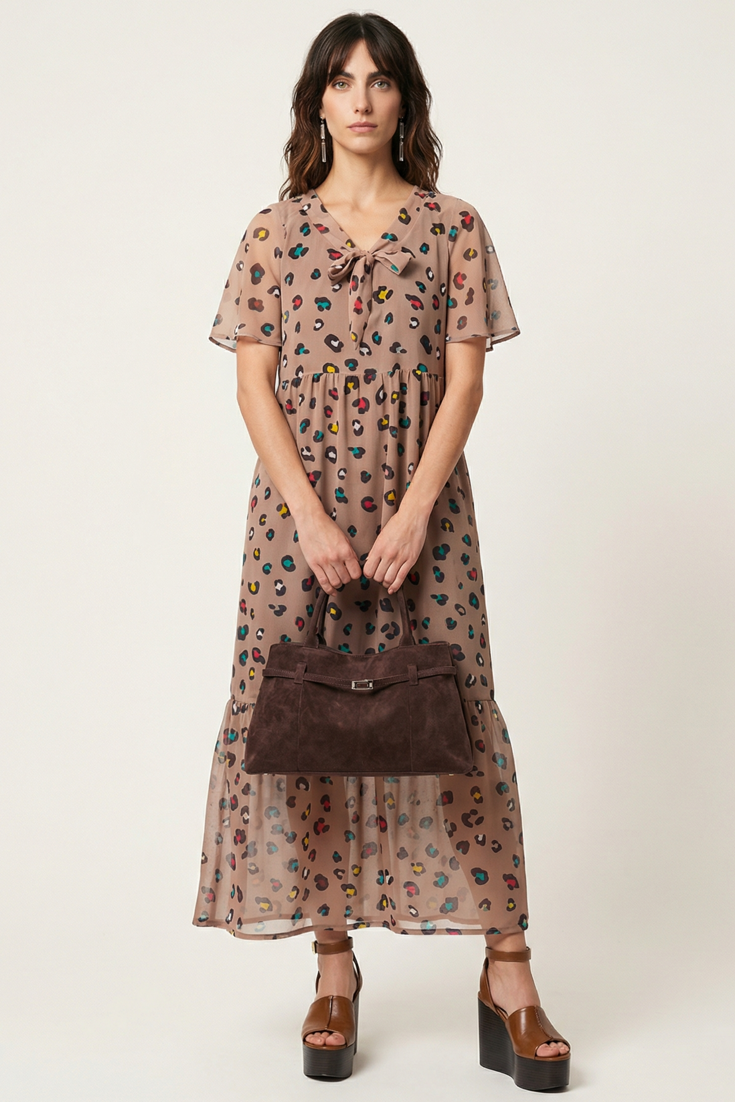 Vestido animal print largo anudado en el escote Lolitas&L