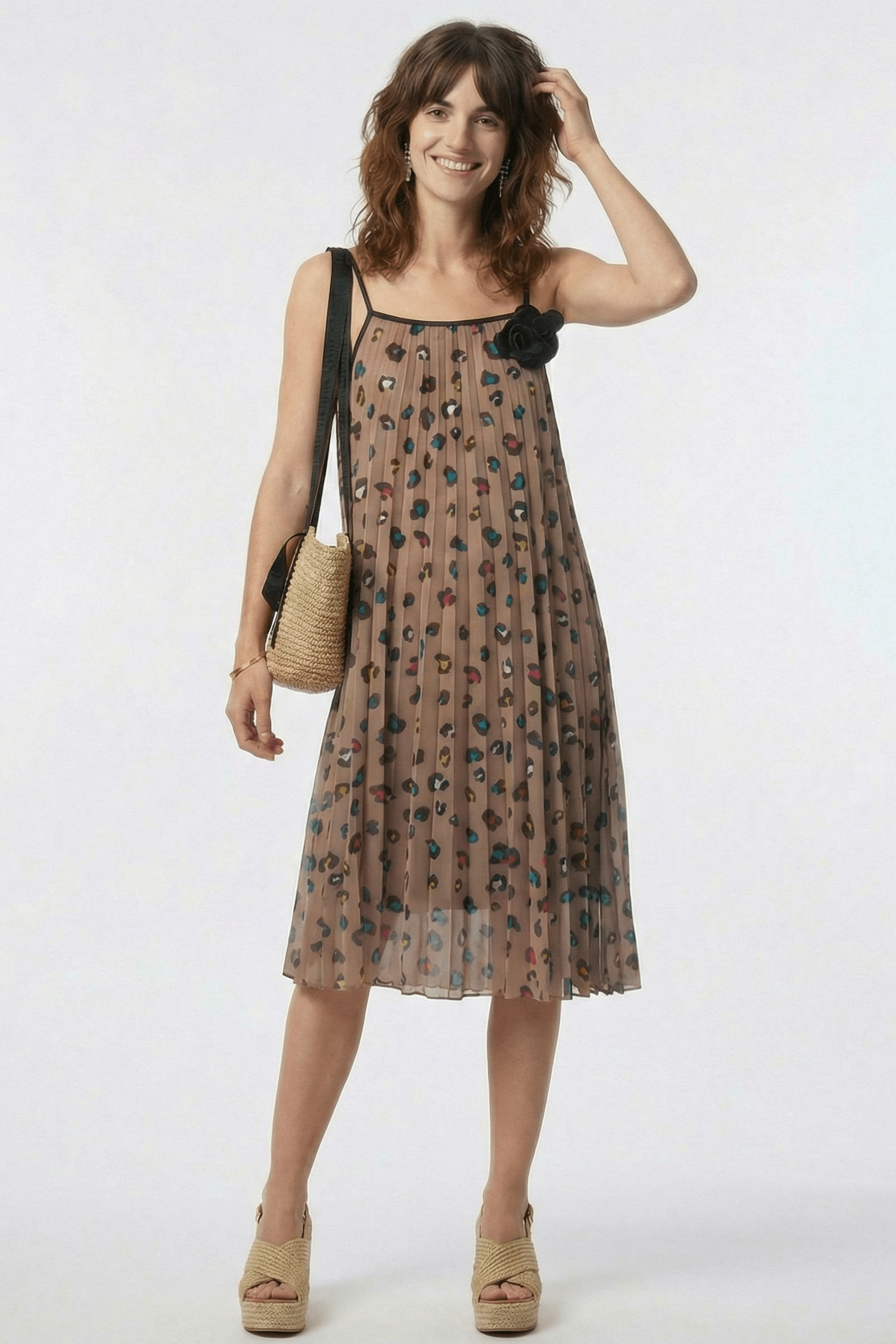 Vestido animal print plisado en tirantes Lolitas&L - lolitasyl.com