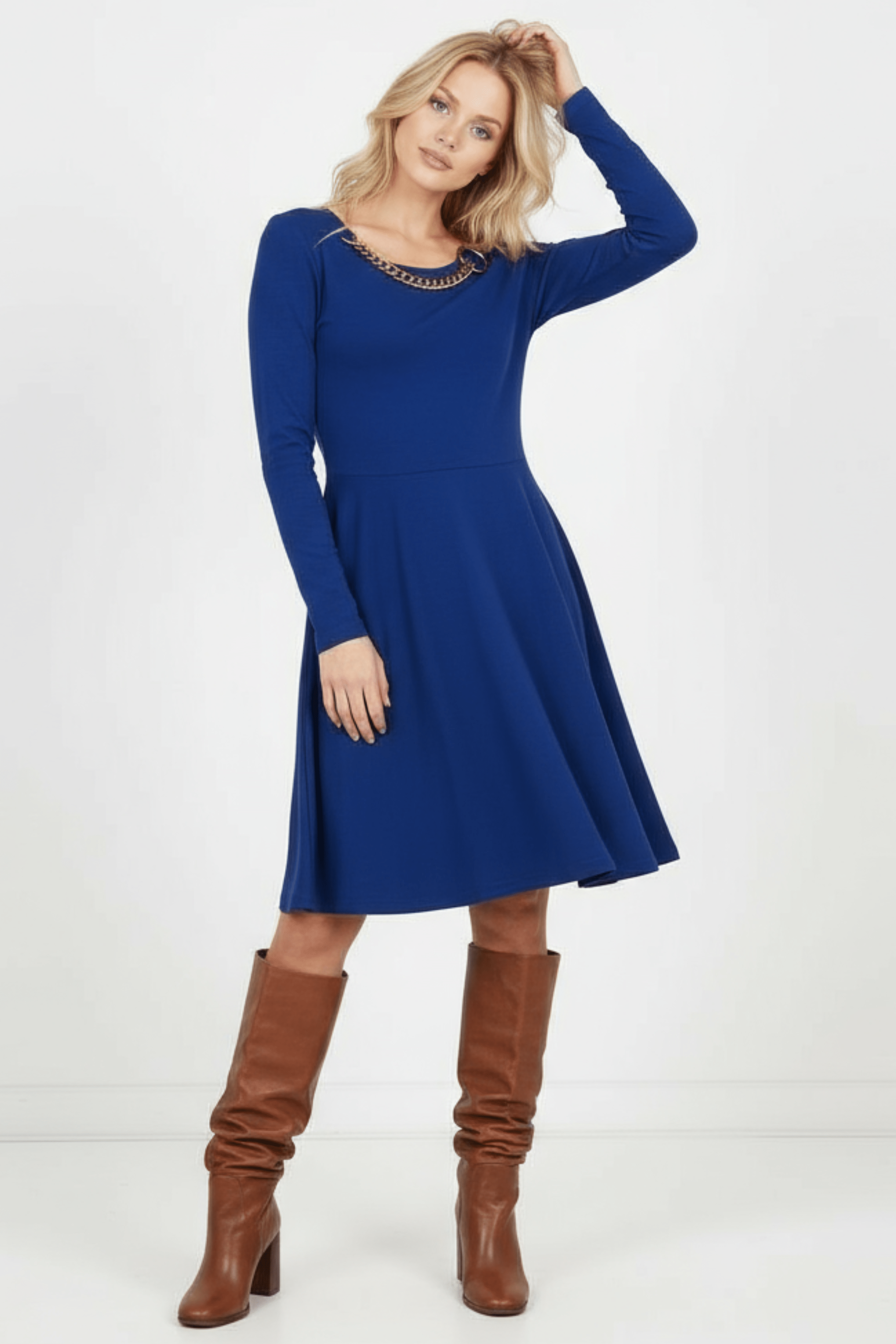 Vestido azul de punto con collar Lolitas&L - lolitasyl.com