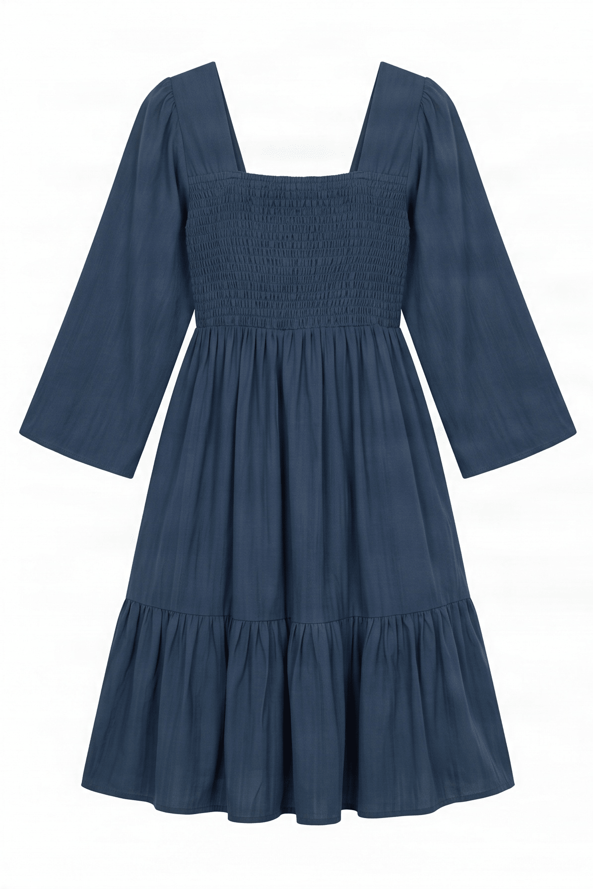Vestido azul petroleo con nido de abeja en el pecho Lolitas&L - lolitasyl.com