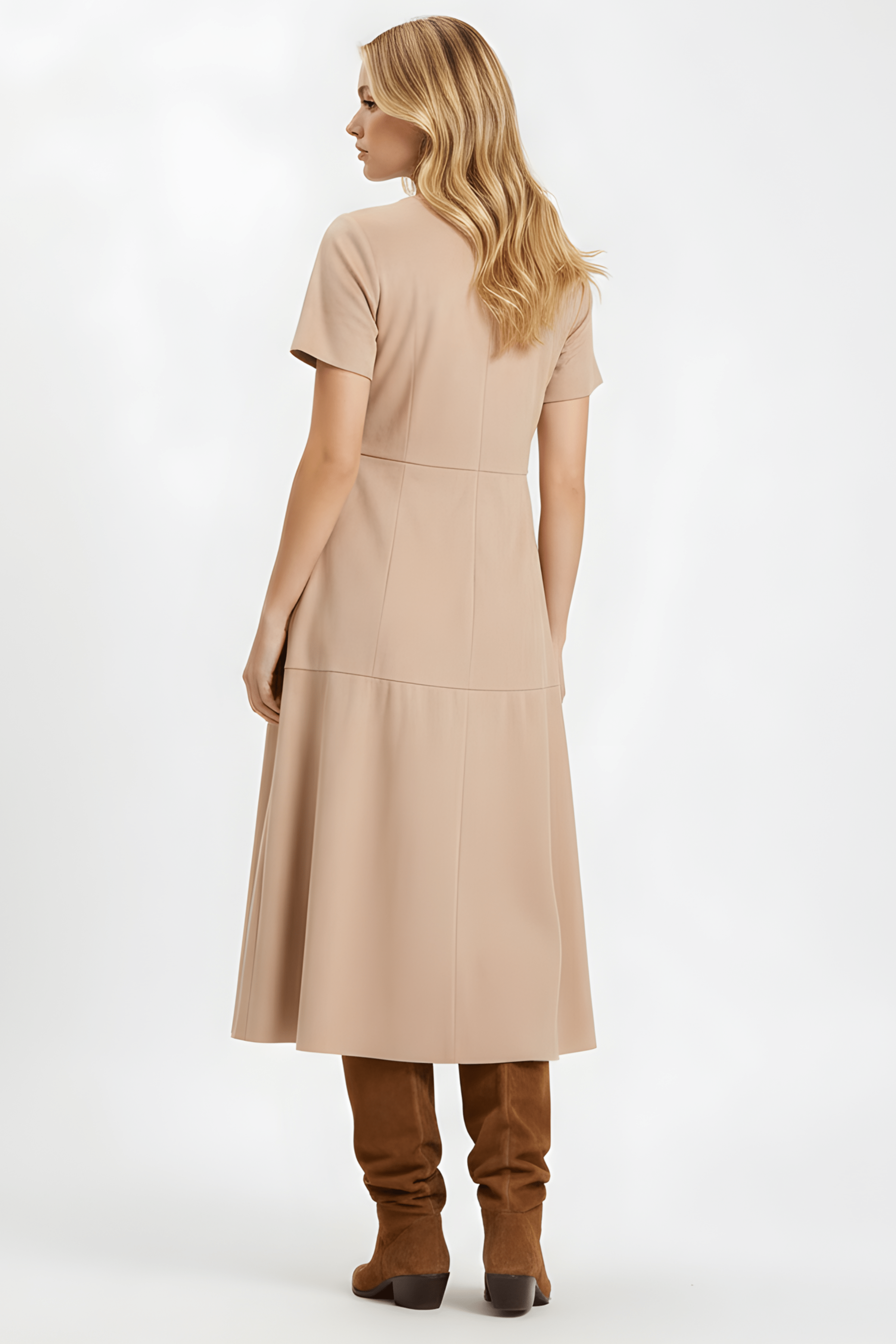 Vestido beige largo antelina acampanado Lolitas&L - lolitasyl.com