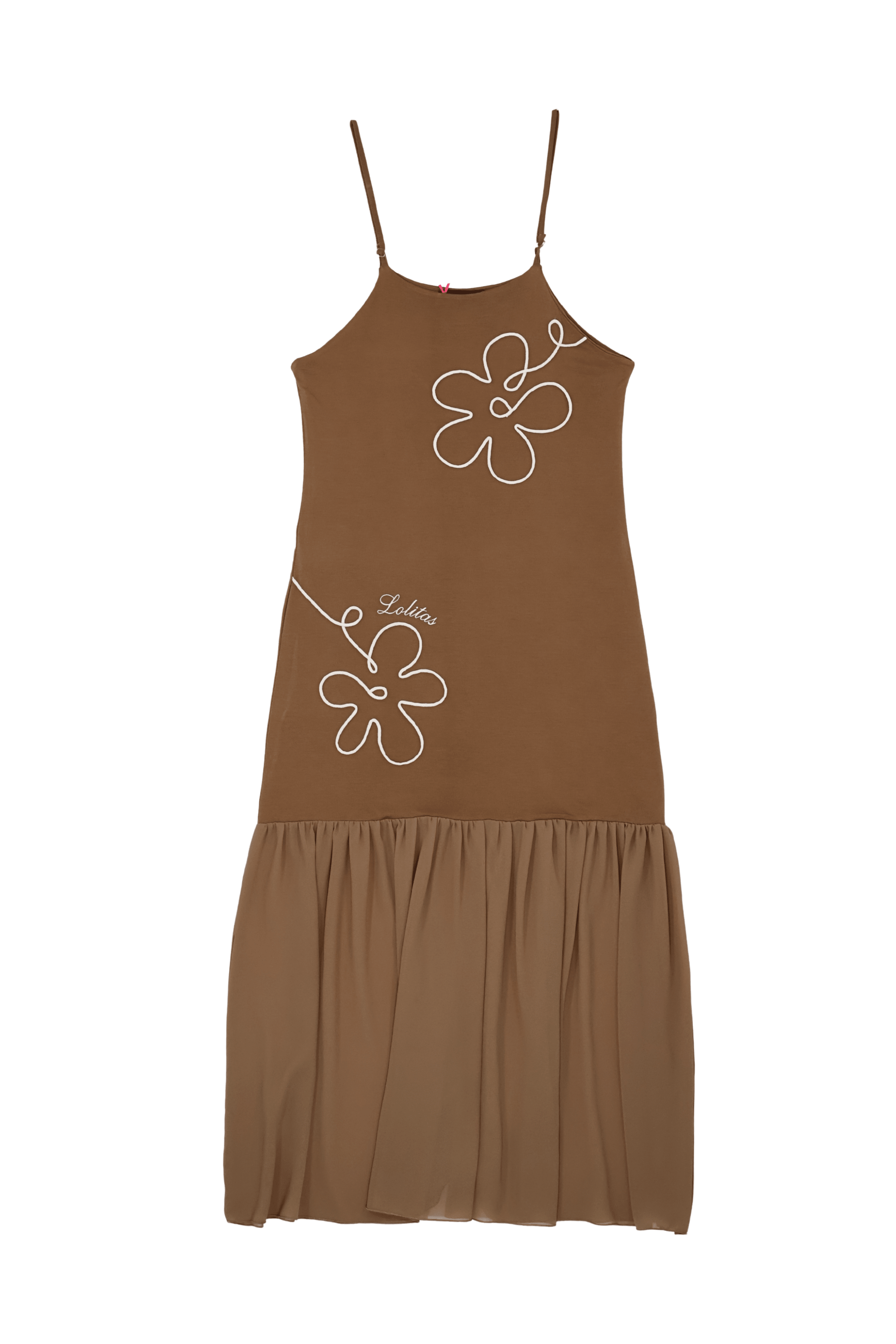 Vestido beige tirantes con bordado flor Lolitas&L - lolitasyl.com