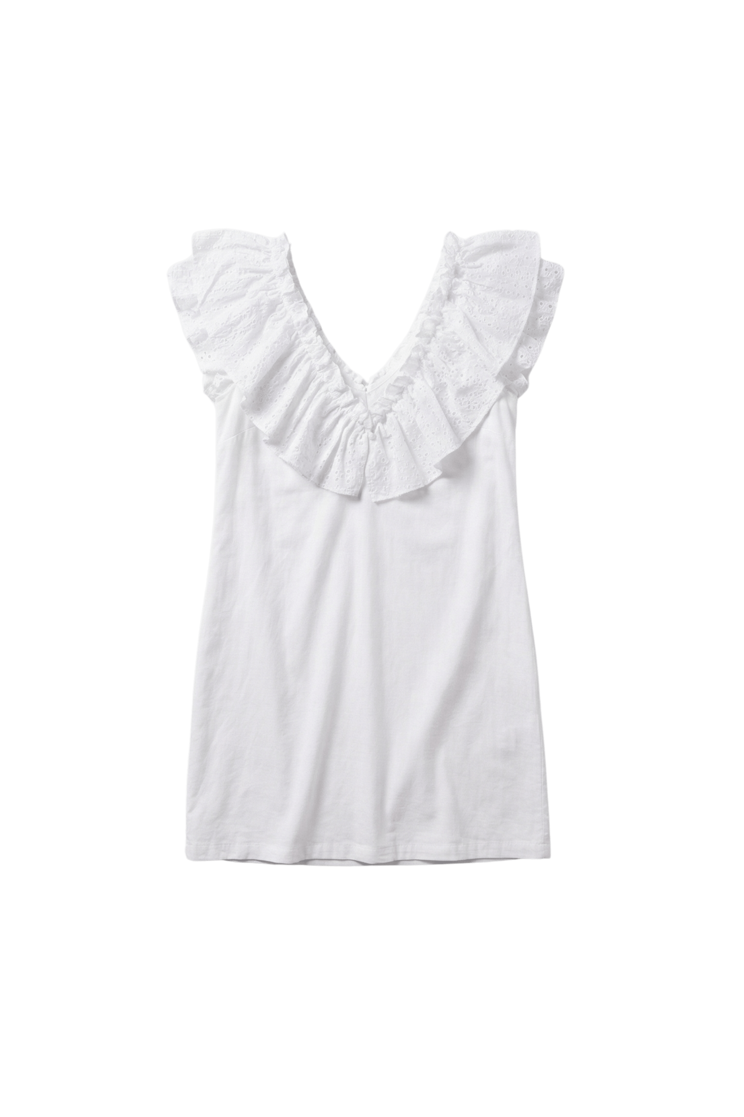 Vestido blanco con volante de bordado ingles en el escote Lolitas&L - lolitasyl.com