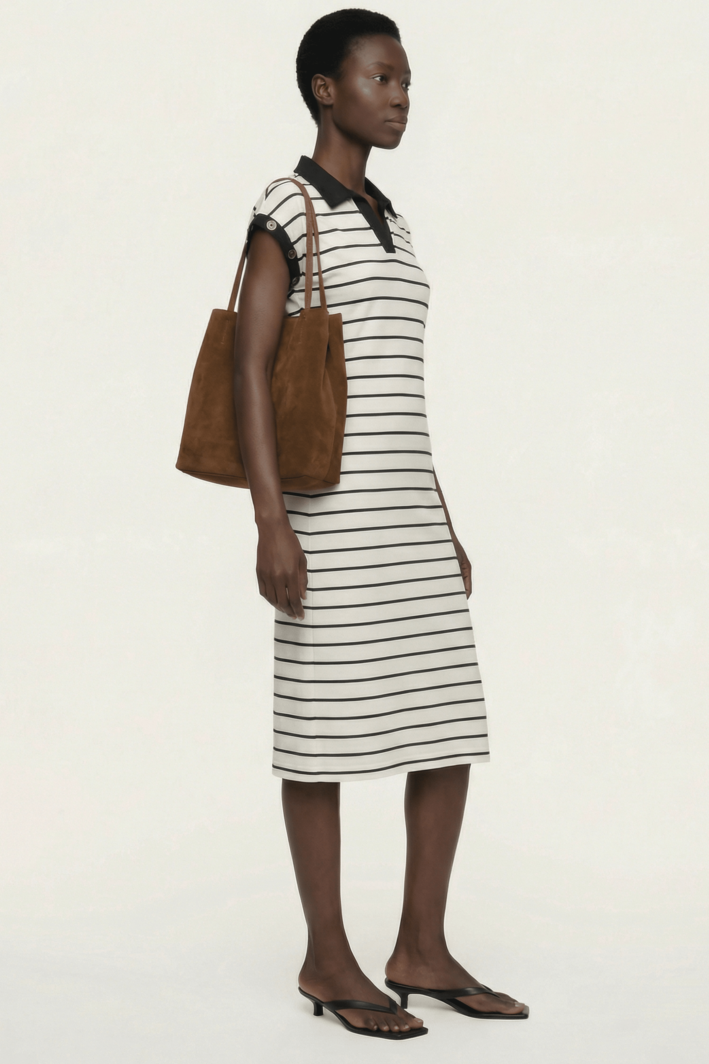 Vestido blanco de rayas escote polo Lolitas&L - lolitasyl.com