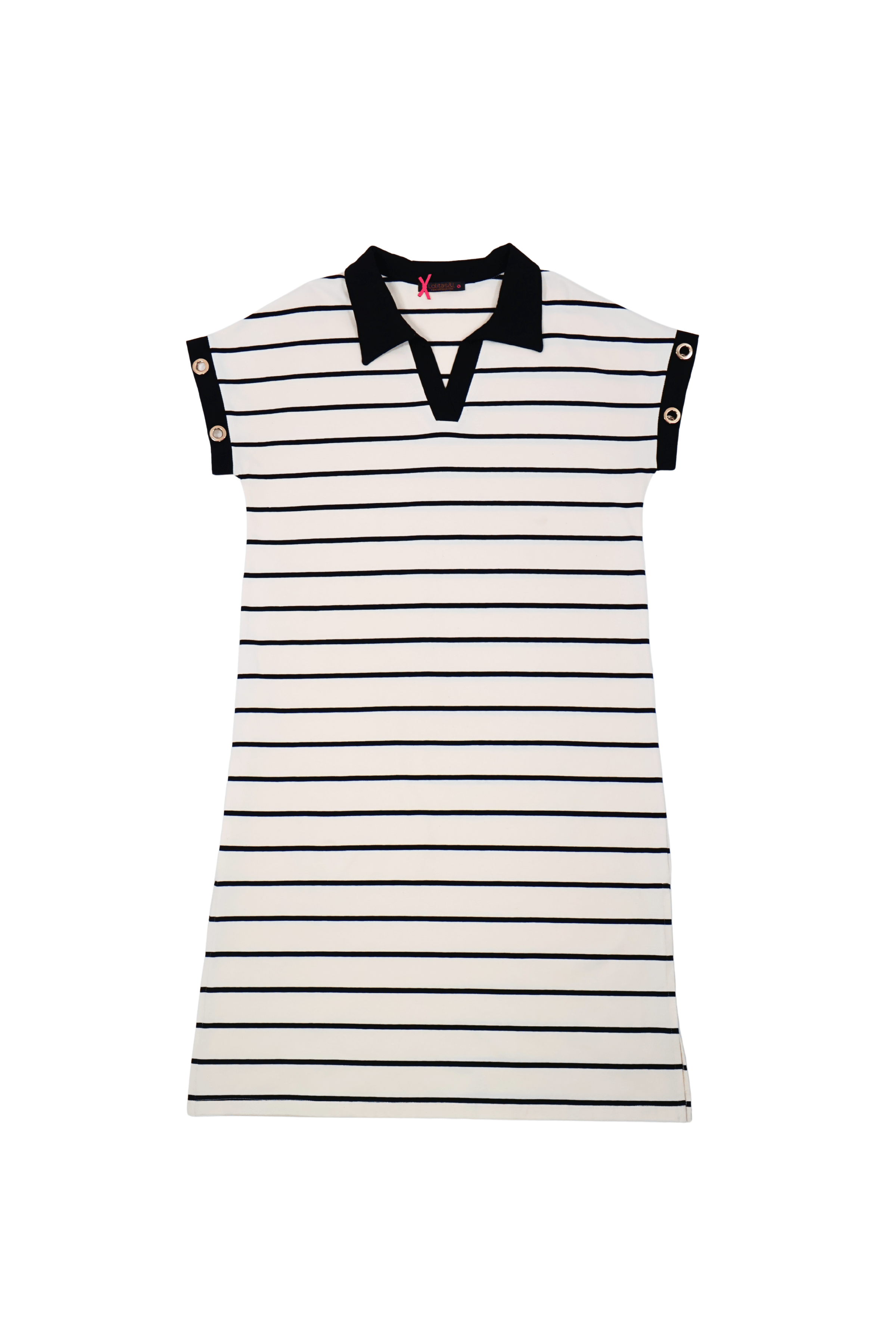 Vestido blanco de rayas escote polo Lolitas&L - lolitasyl.com