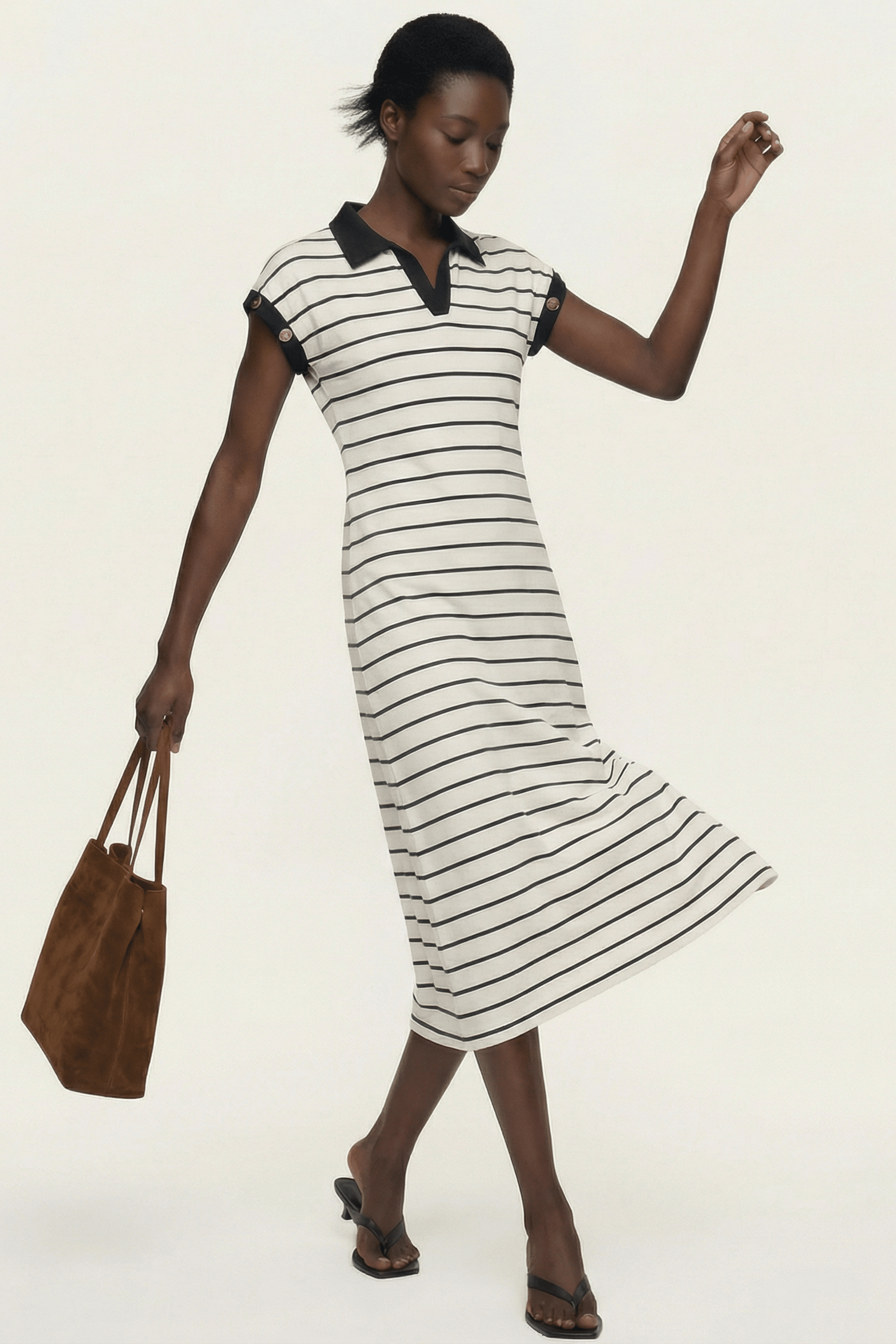 Vestido blanco de rayas escote polo Lolitas&L - lolitasyl.com