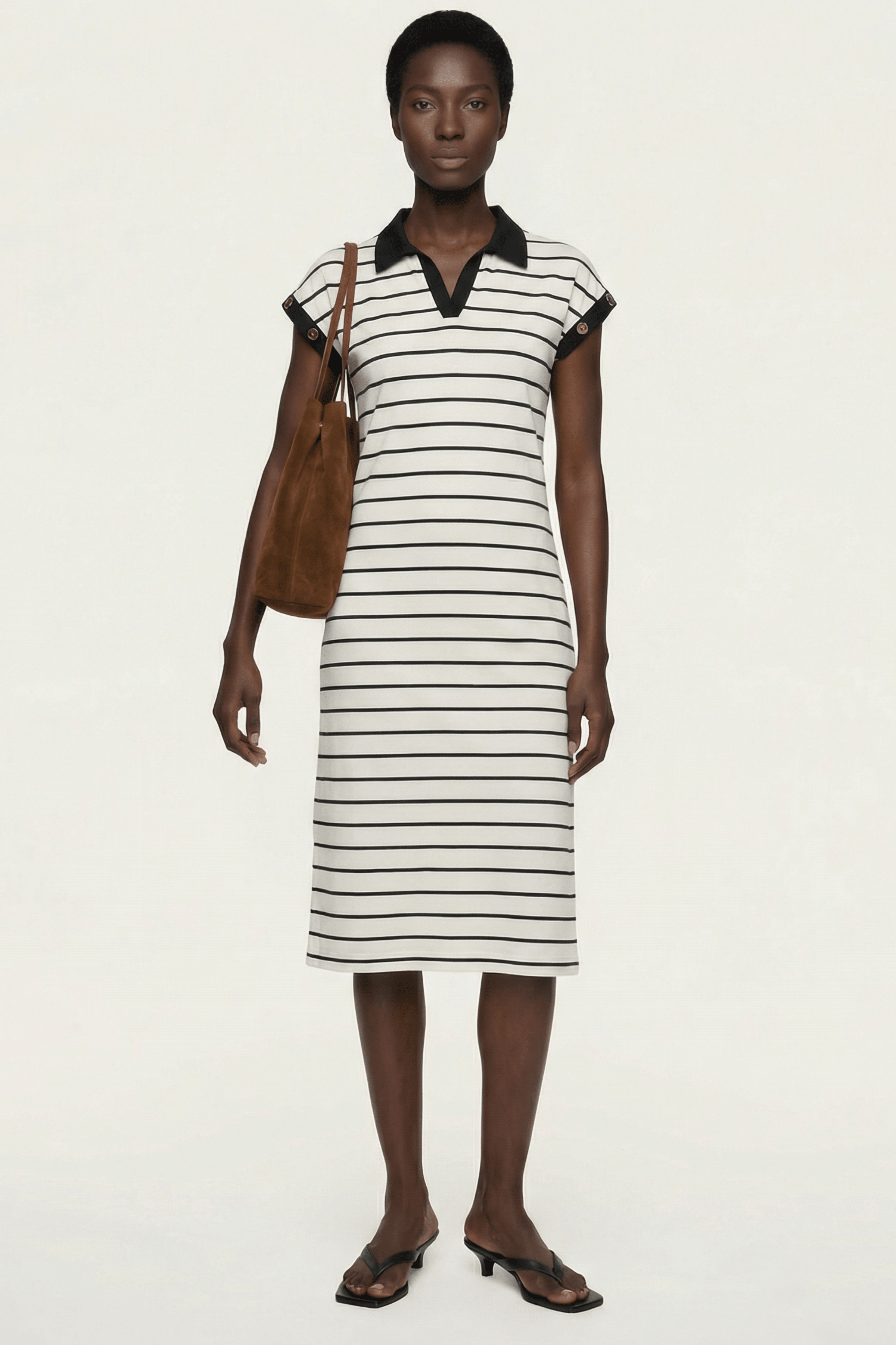 Vestido blanco de rayas escote polo Lolitas&L - lolitasyl.com