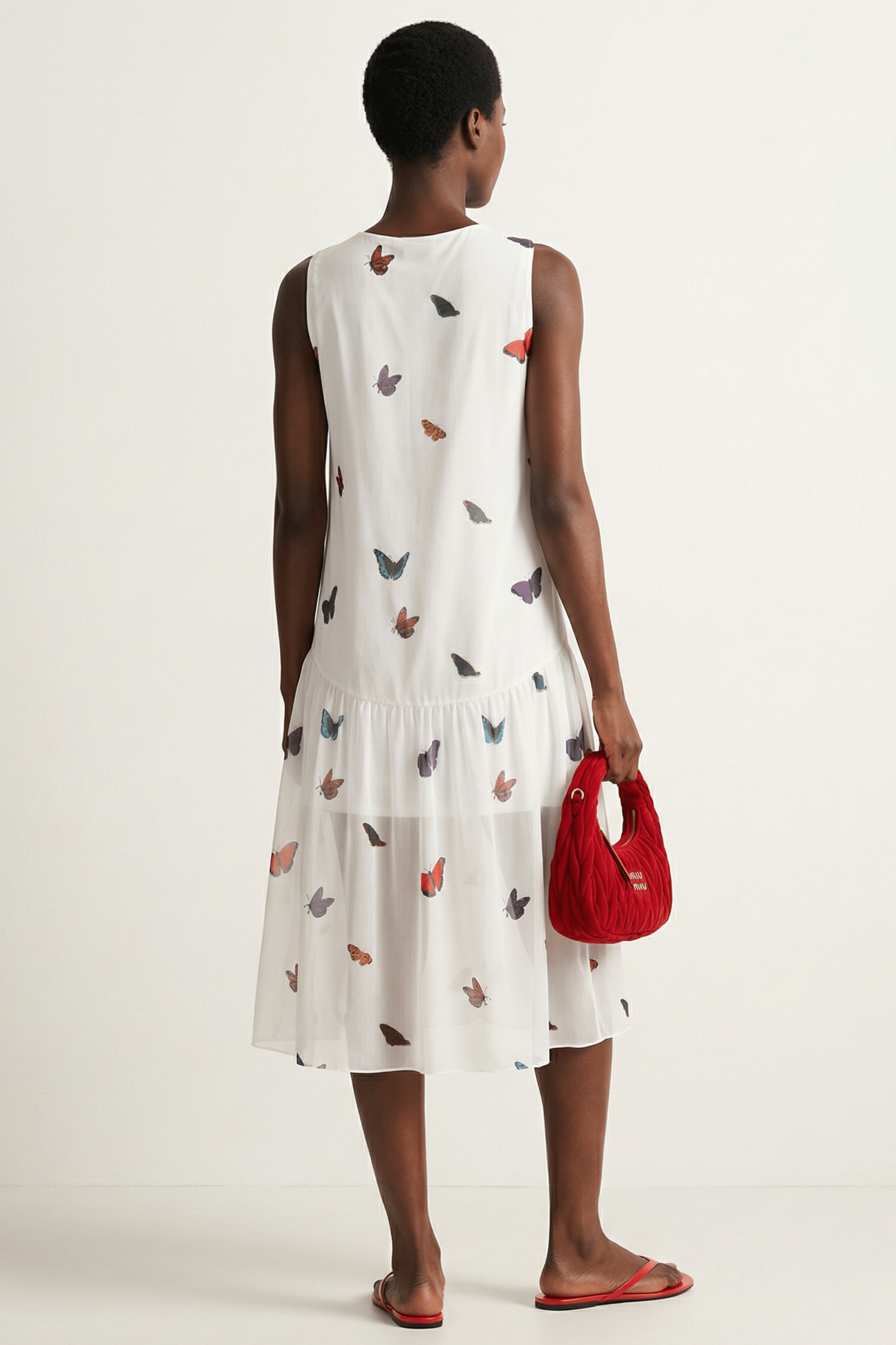 Vestido blanco estampado butterfly sin mangas Lolitas&L - lolitasyl.com