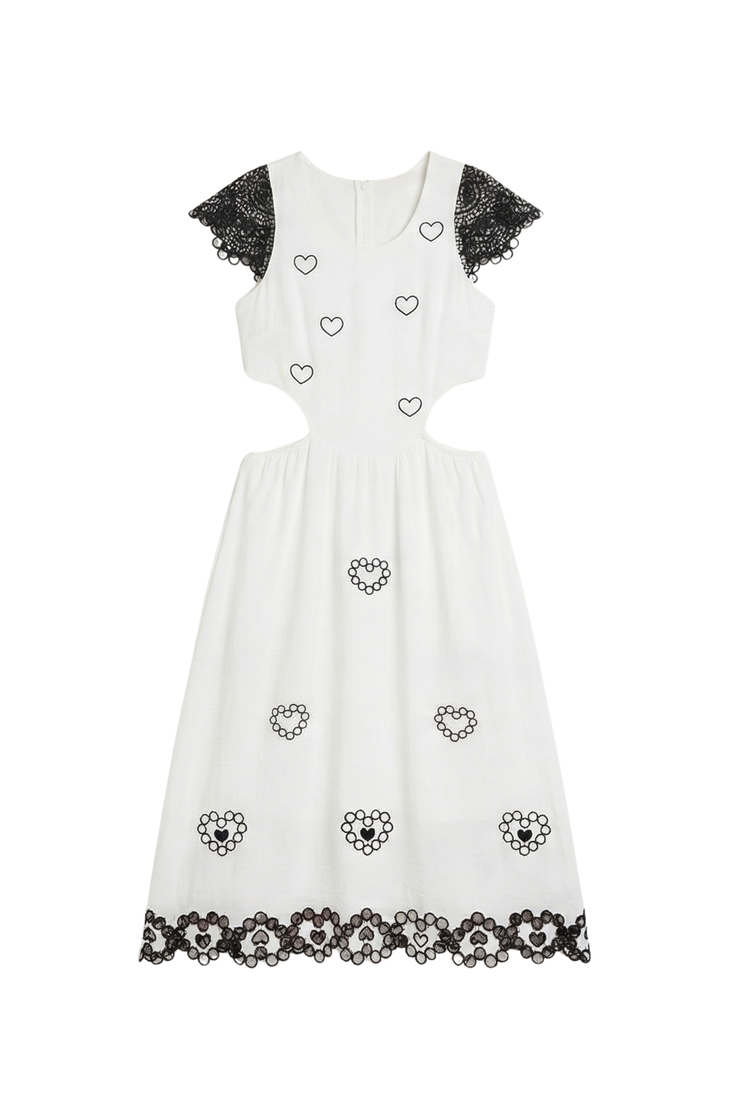 Vestido blanco largo bordado corazones con mangas de grogre Lolitas&L