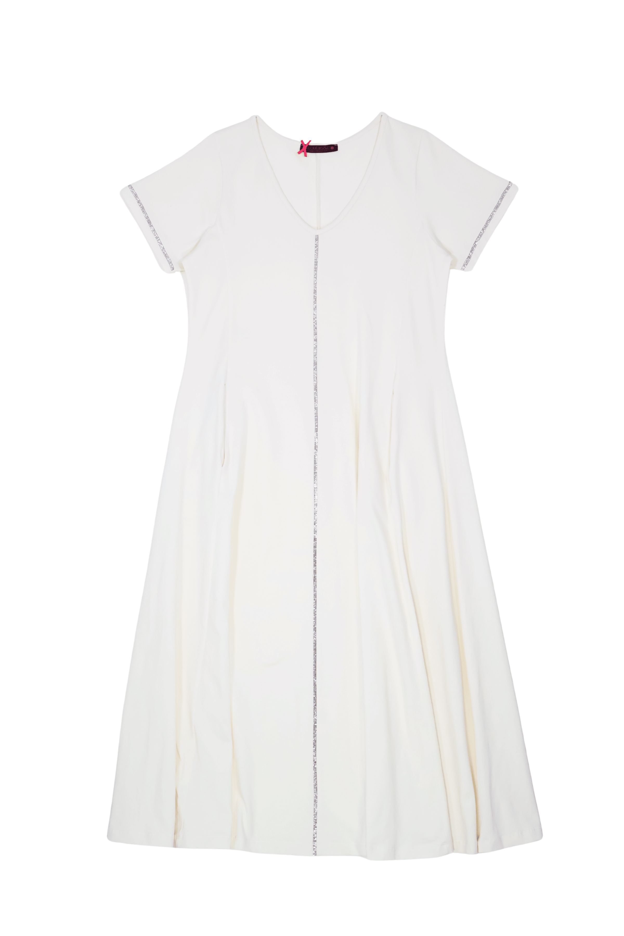 Vestido blanco largo con tira de lourex en el centro Lolitas&L - lolitasyl.com
