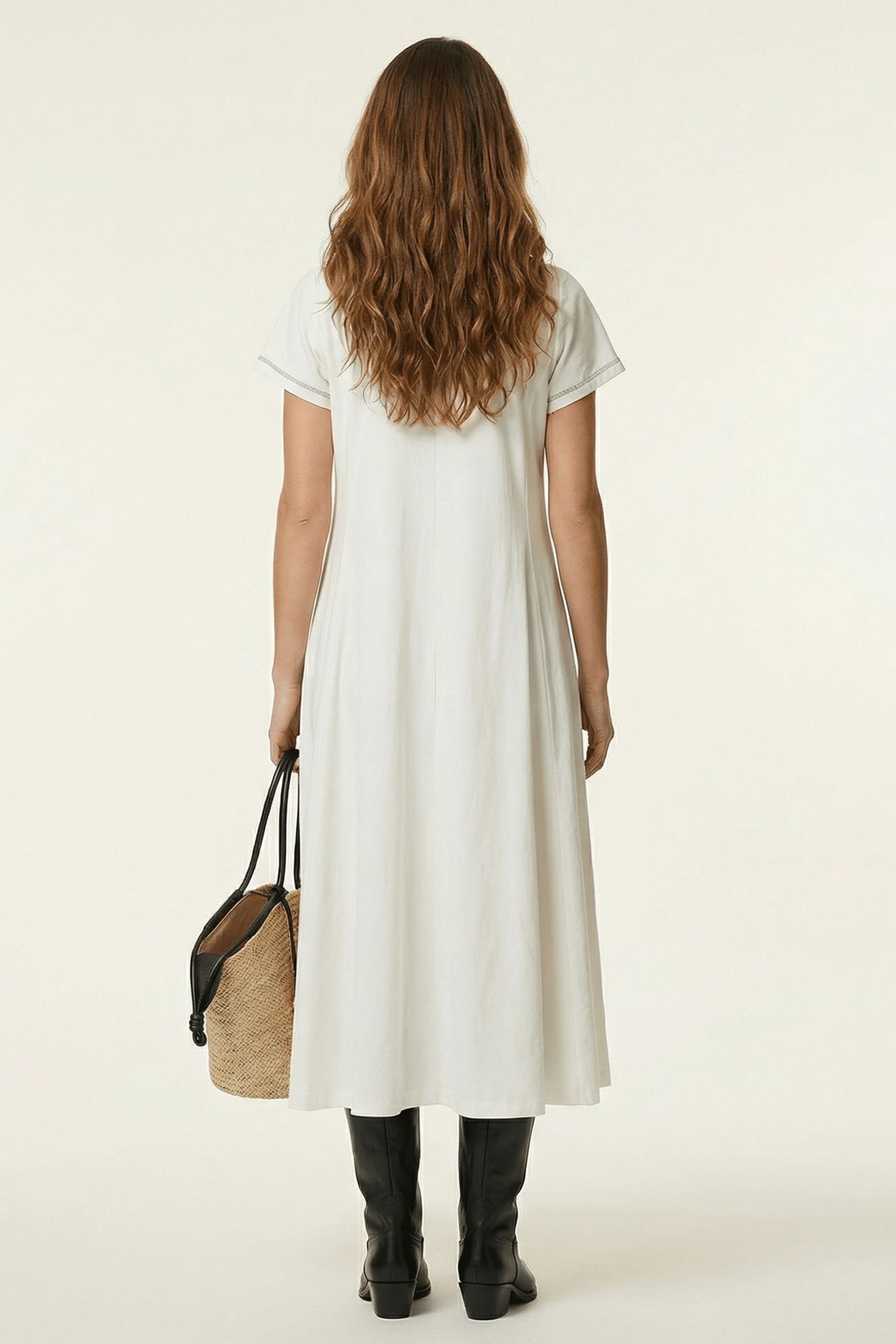 Vestido blanco largo con tira de lourex en el centro Lolitas&L - lolitasyl.com