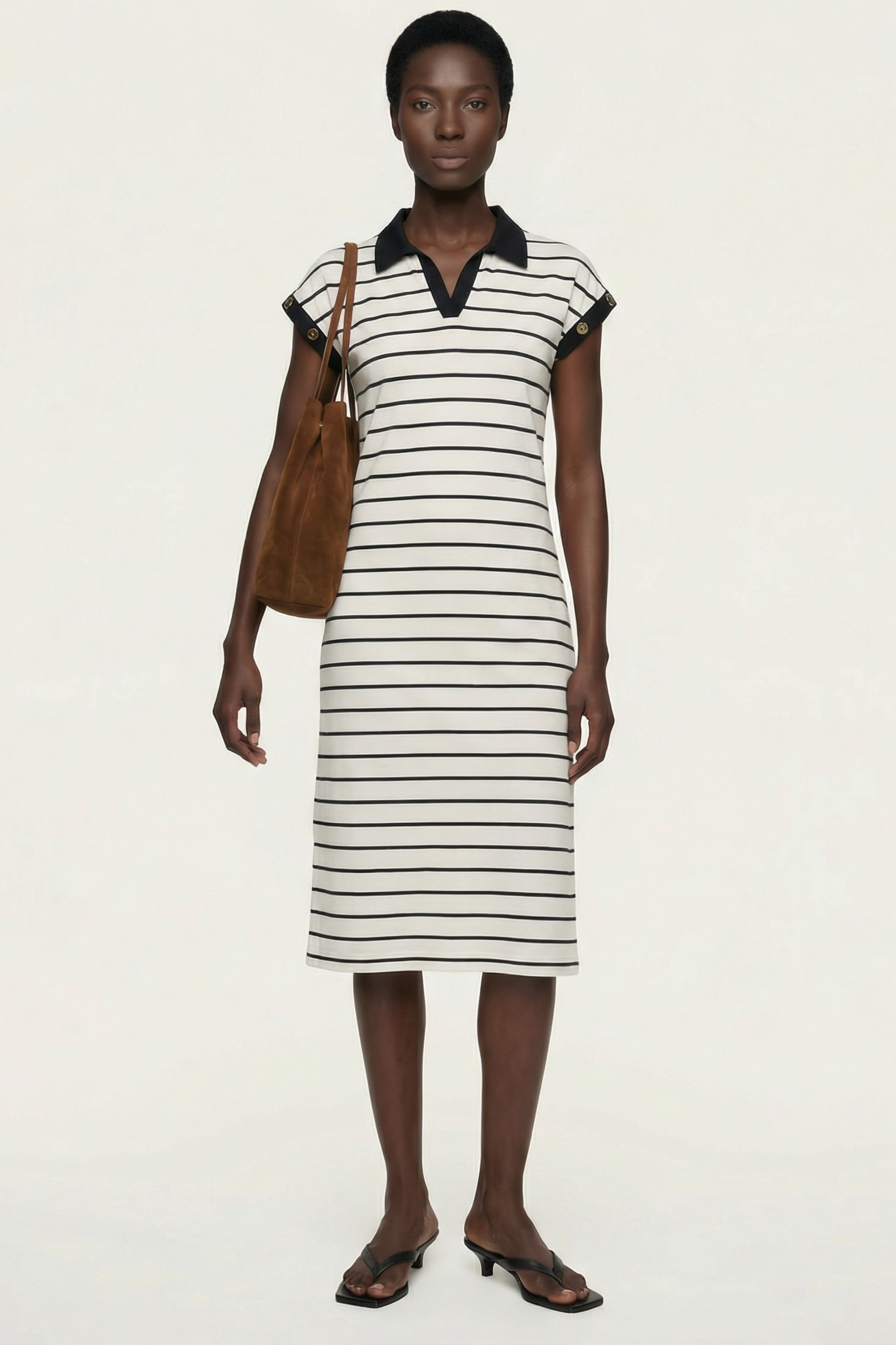 Vestido blanco de rayas escote polo Lolitas&L