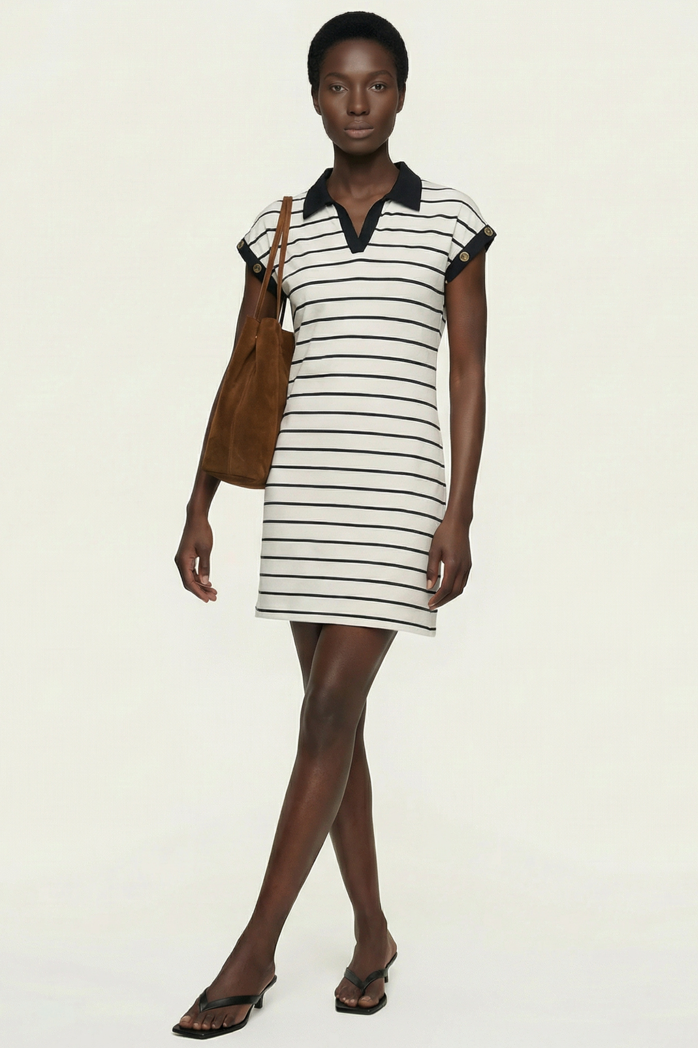 Vestido blanco de rayas escote polo Lolitas&L