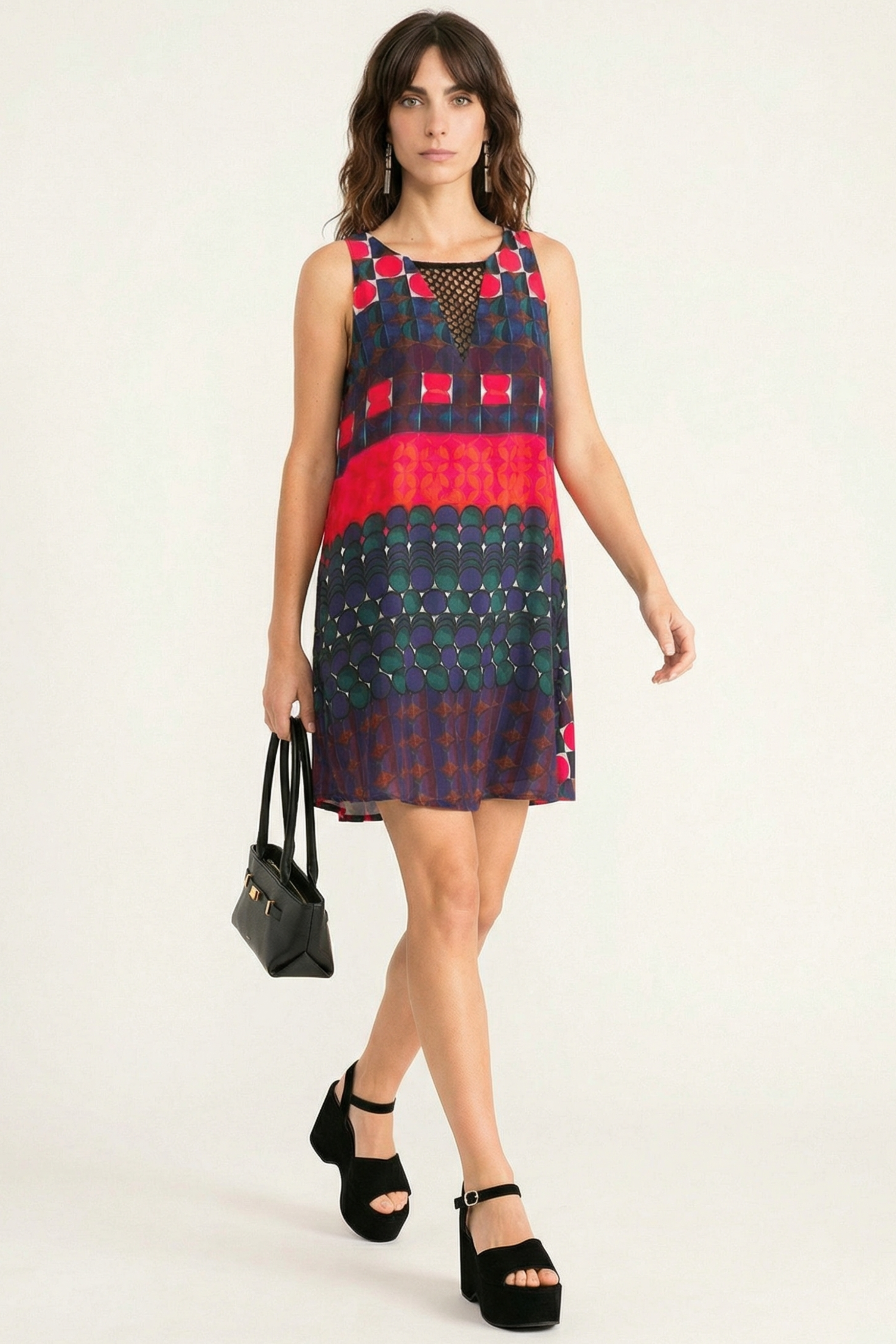 Vestido corto estampado Geometrico escote red LolitasyL