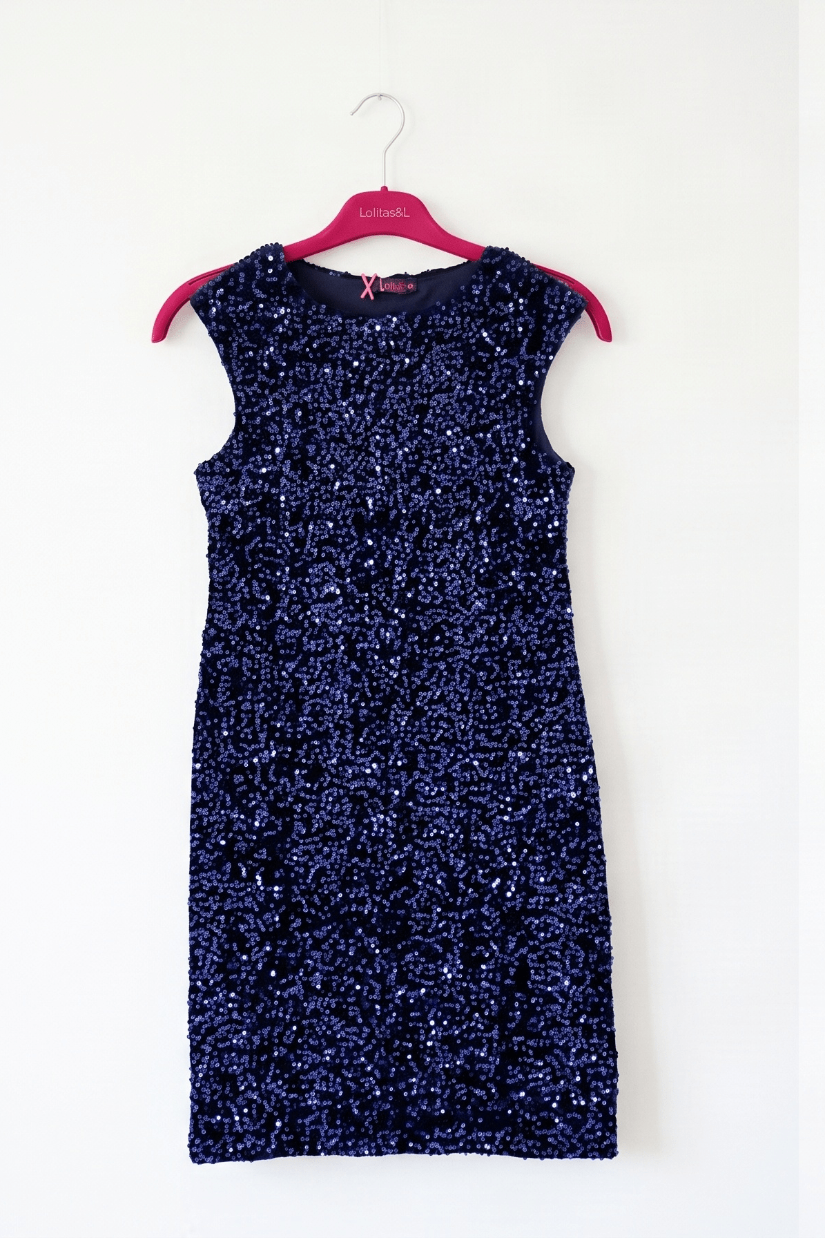 Vestido de Lentejuelas Azul Marino Sin Mangas Preloved - lolitasyl.com