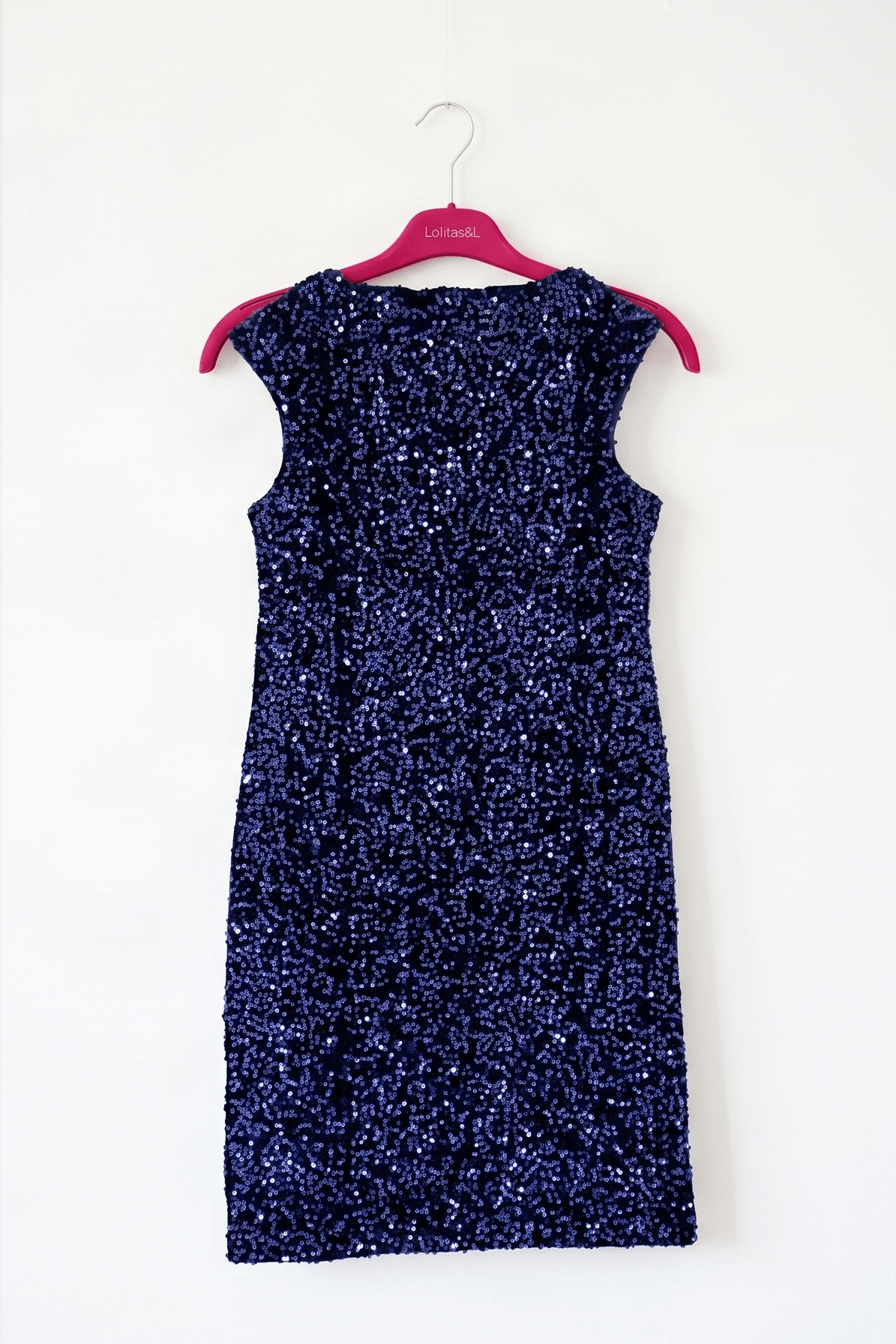 Vestido de Lentejuelas Azul Marino Sin Mangas Preloved - lolitasyl.com