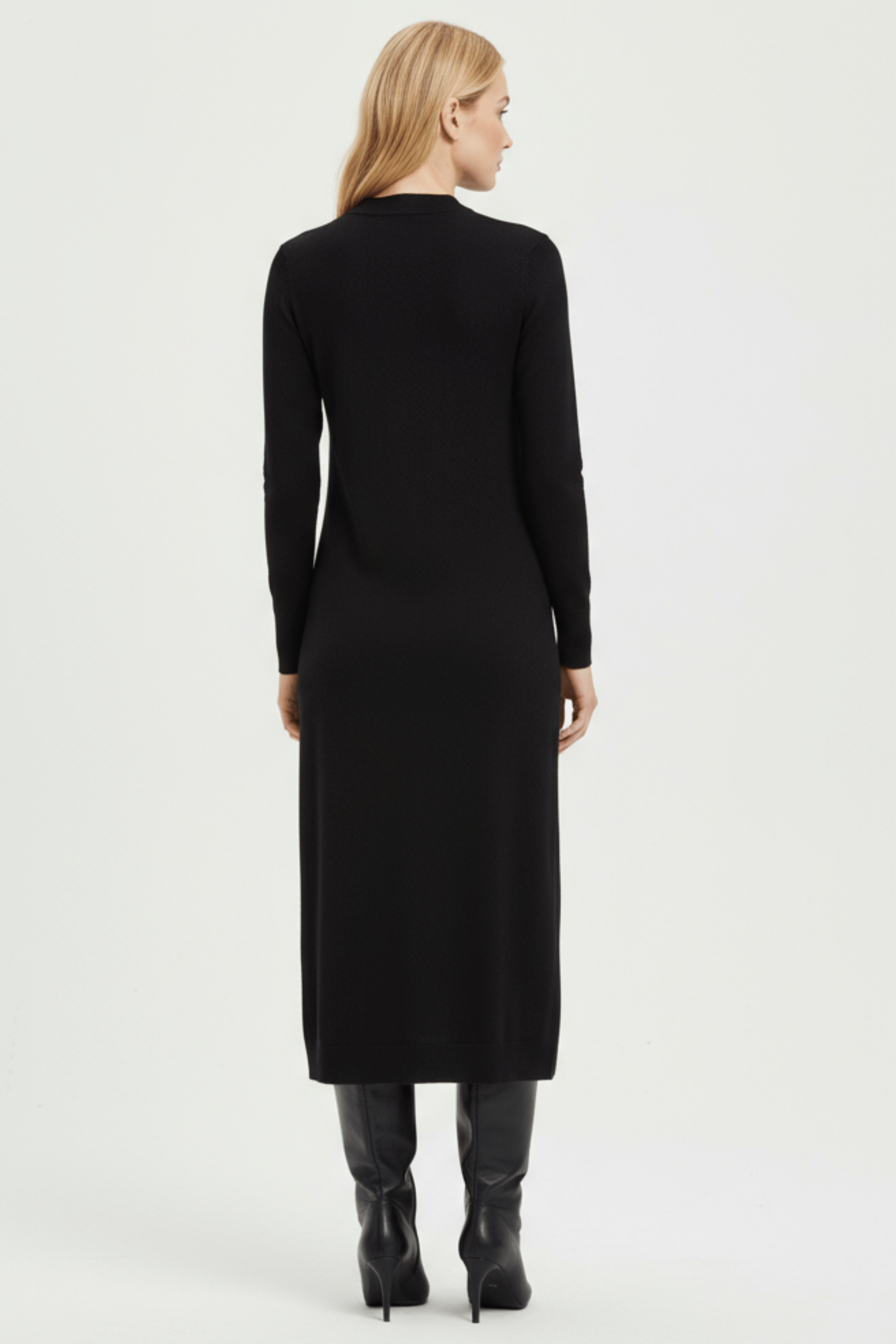 Vestido de punto negro largo escote camisero Lolitas&L - lolitasyl.com