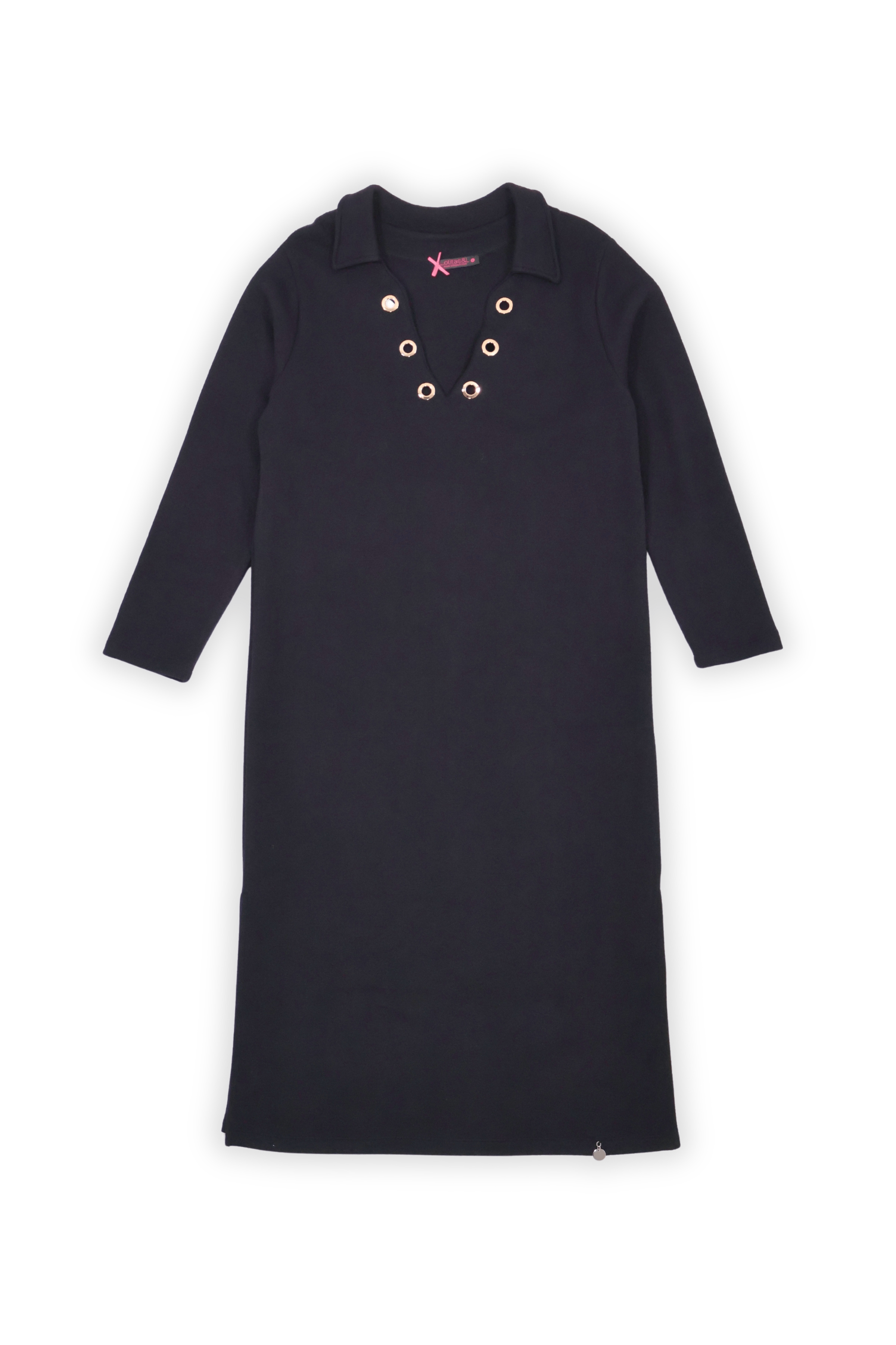 Vestido de punto negro largo escote camisero Lolitas&L - lolitasyl.com