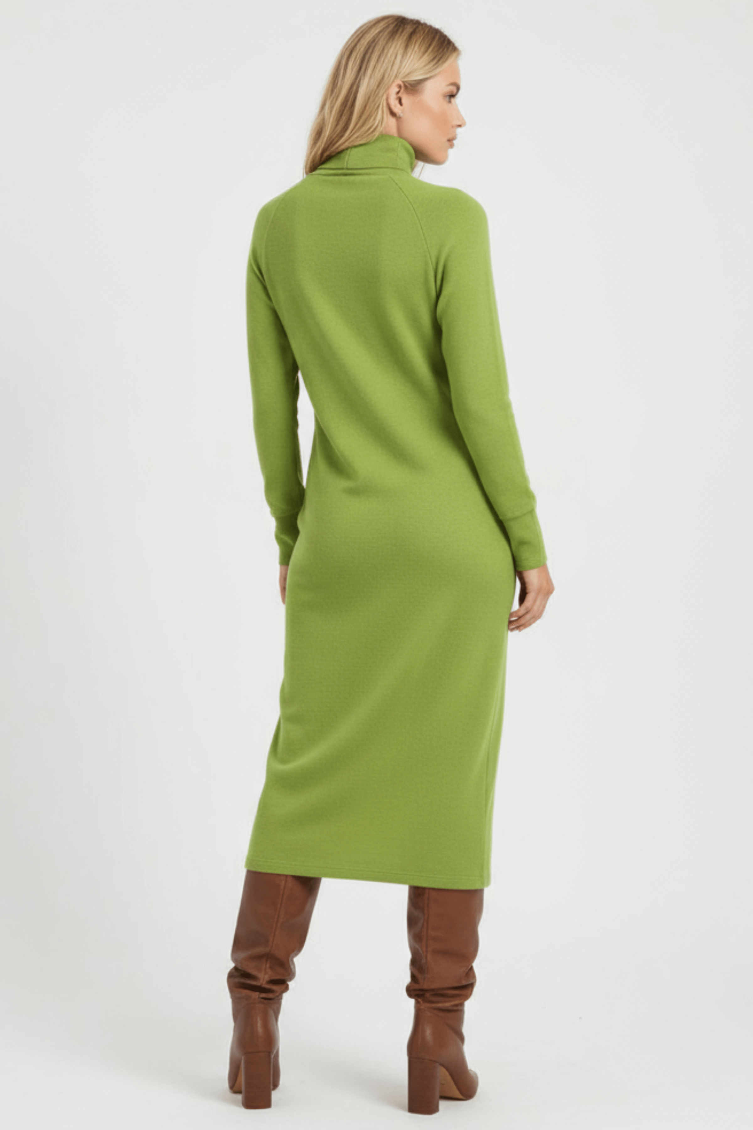 Vestido de punto verde con strass cuello alto Lolitas&L - lolitasyl.com