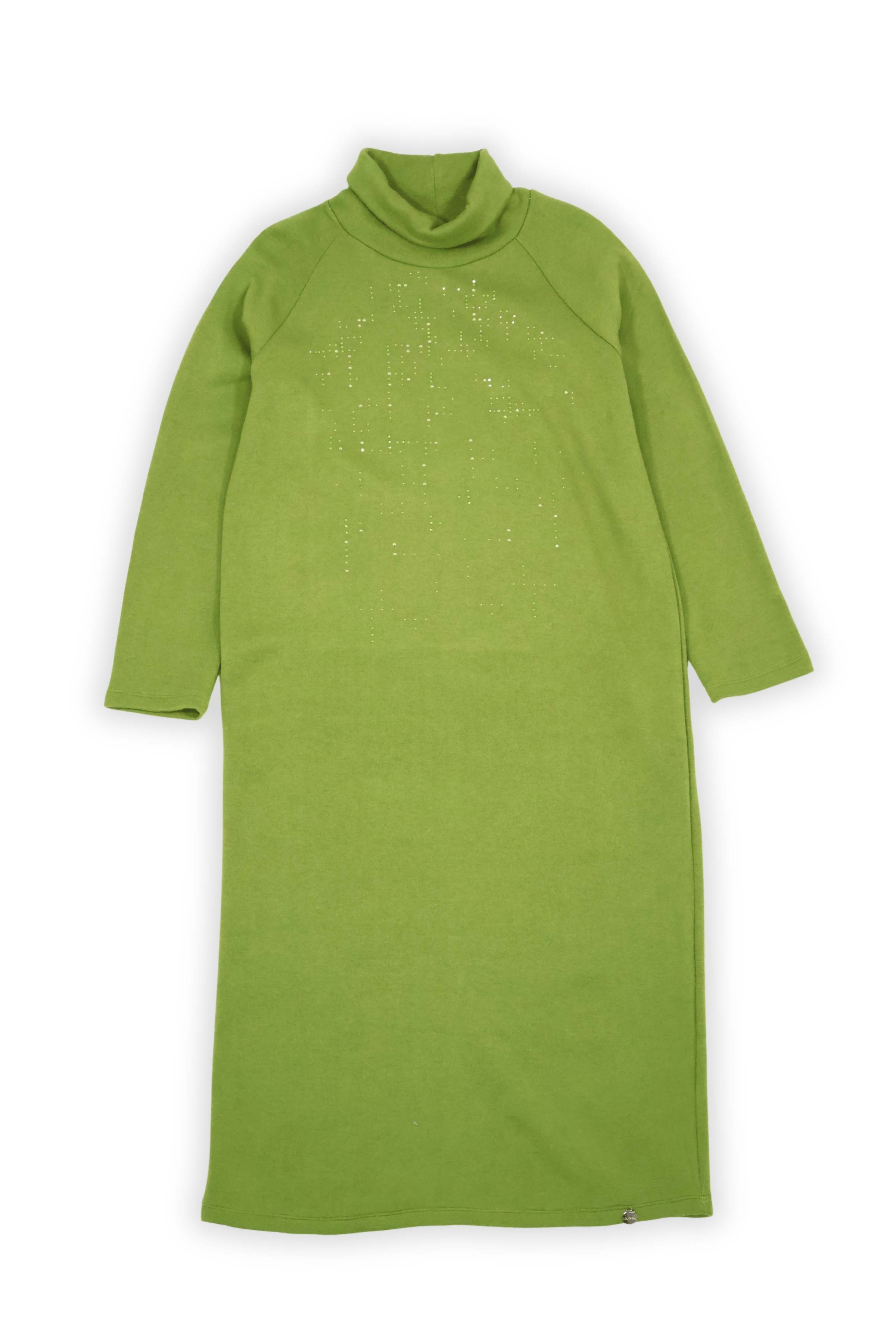 Vestido de punto verde con strass cuello alto Lolitas&L - lolitasyl.com