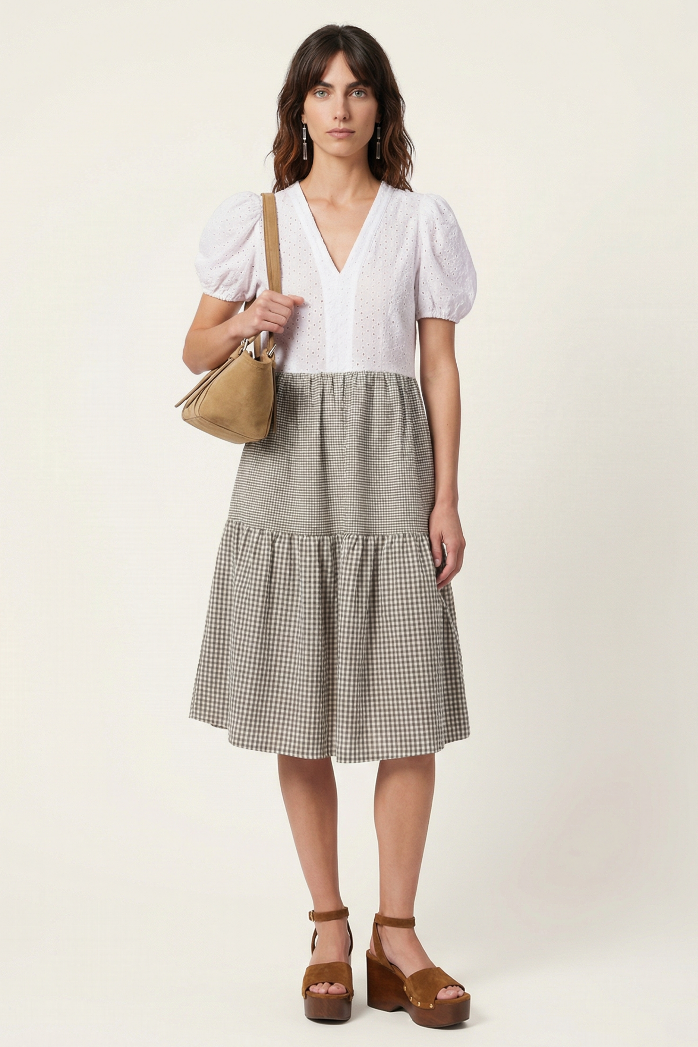 Vestido dos piezas bordado ingles y vichy Lolitas&L