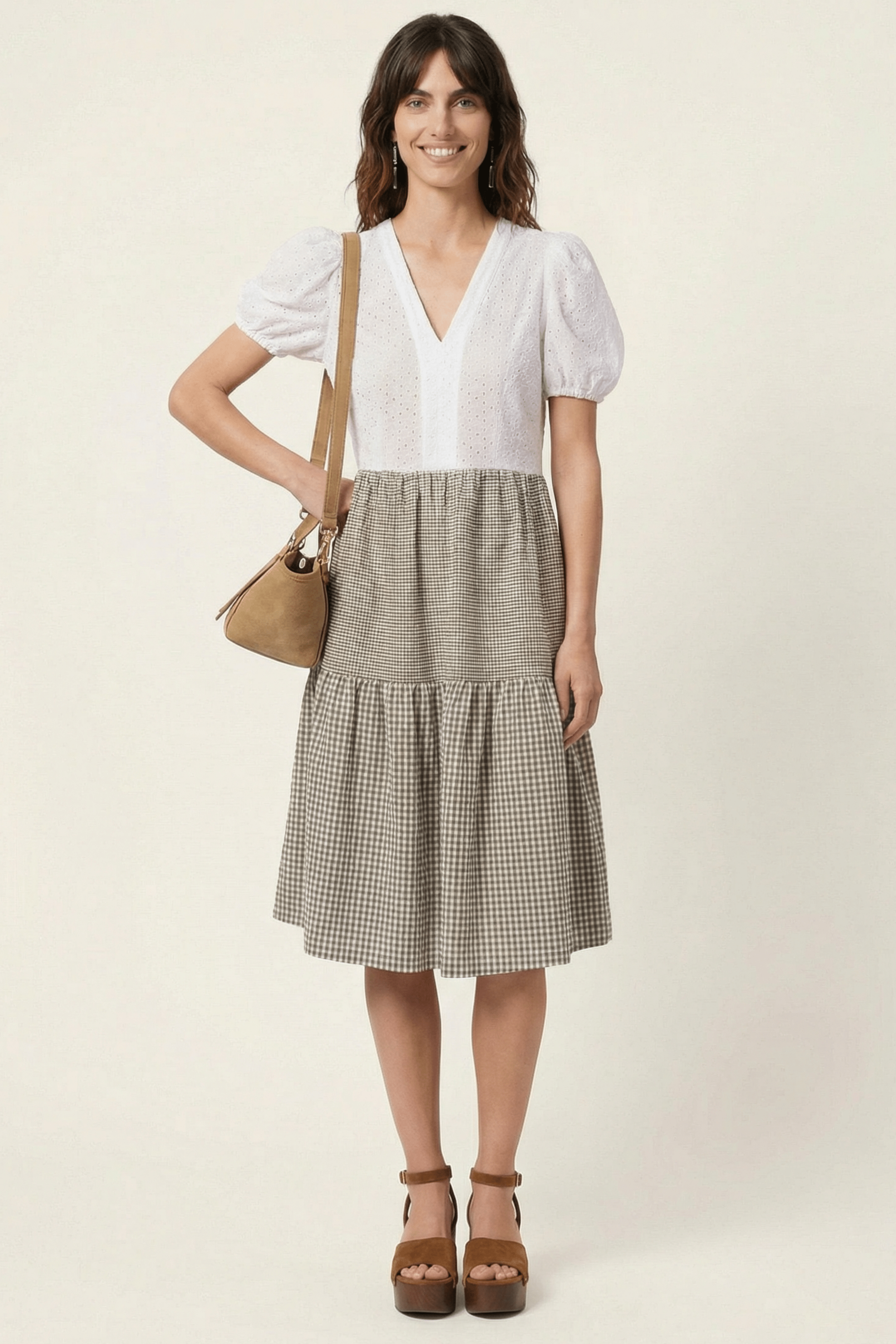 Vestido dos piezas bordado ingles y vichy Lolitas&L - lolitasyl.com