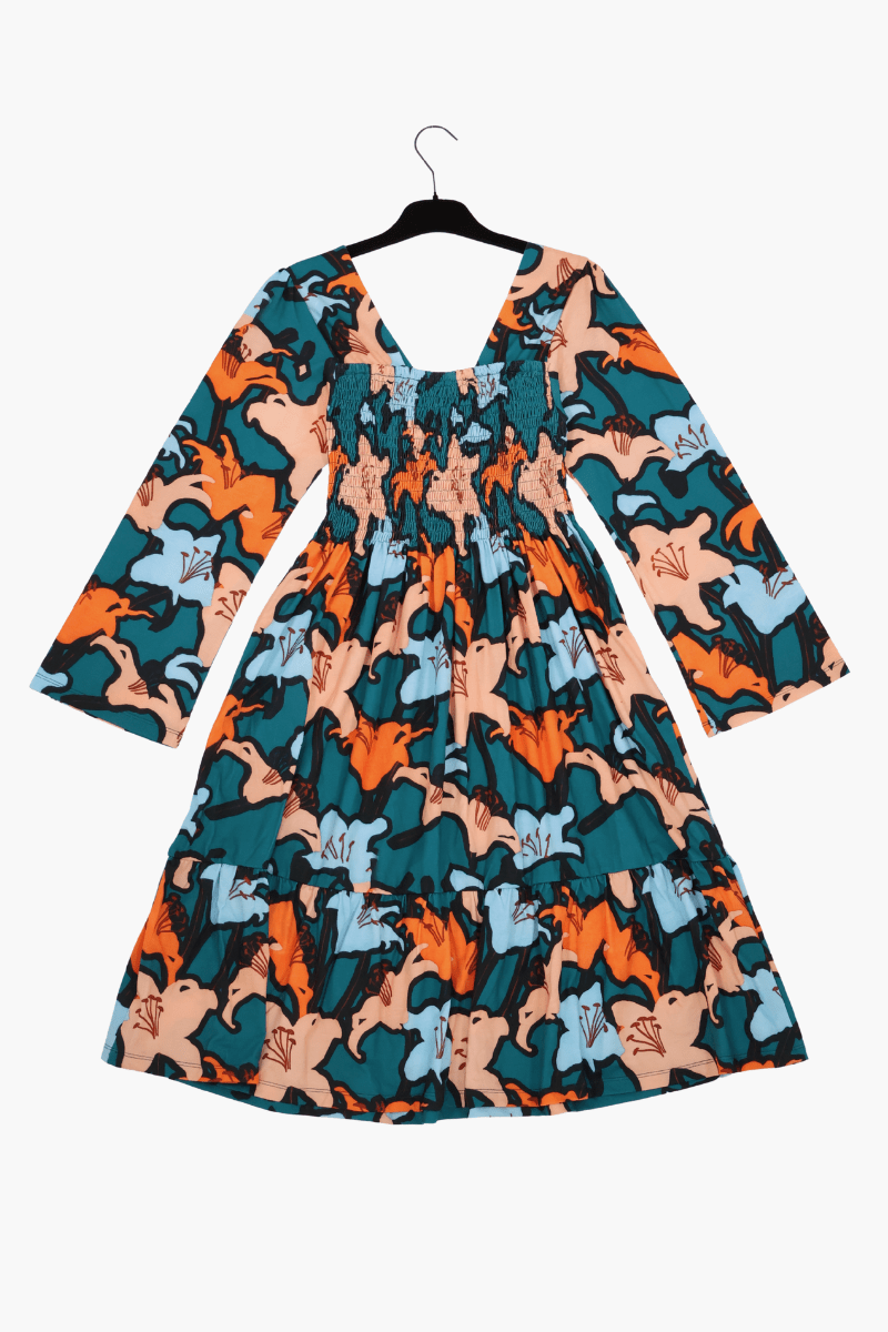 Vestido estampado Preloved flores pecho nido de abeja Lolitas&L - lolitasyl.com