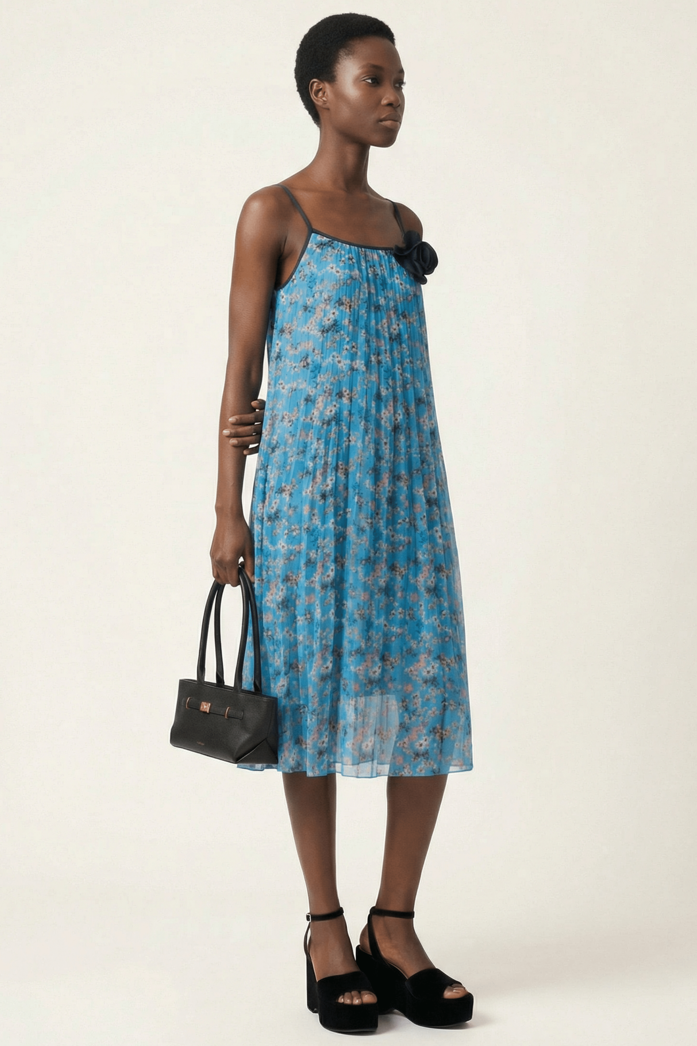 Vestido estampado turquesa plisado en tirantes Lolitas&L - lolitasyl.com