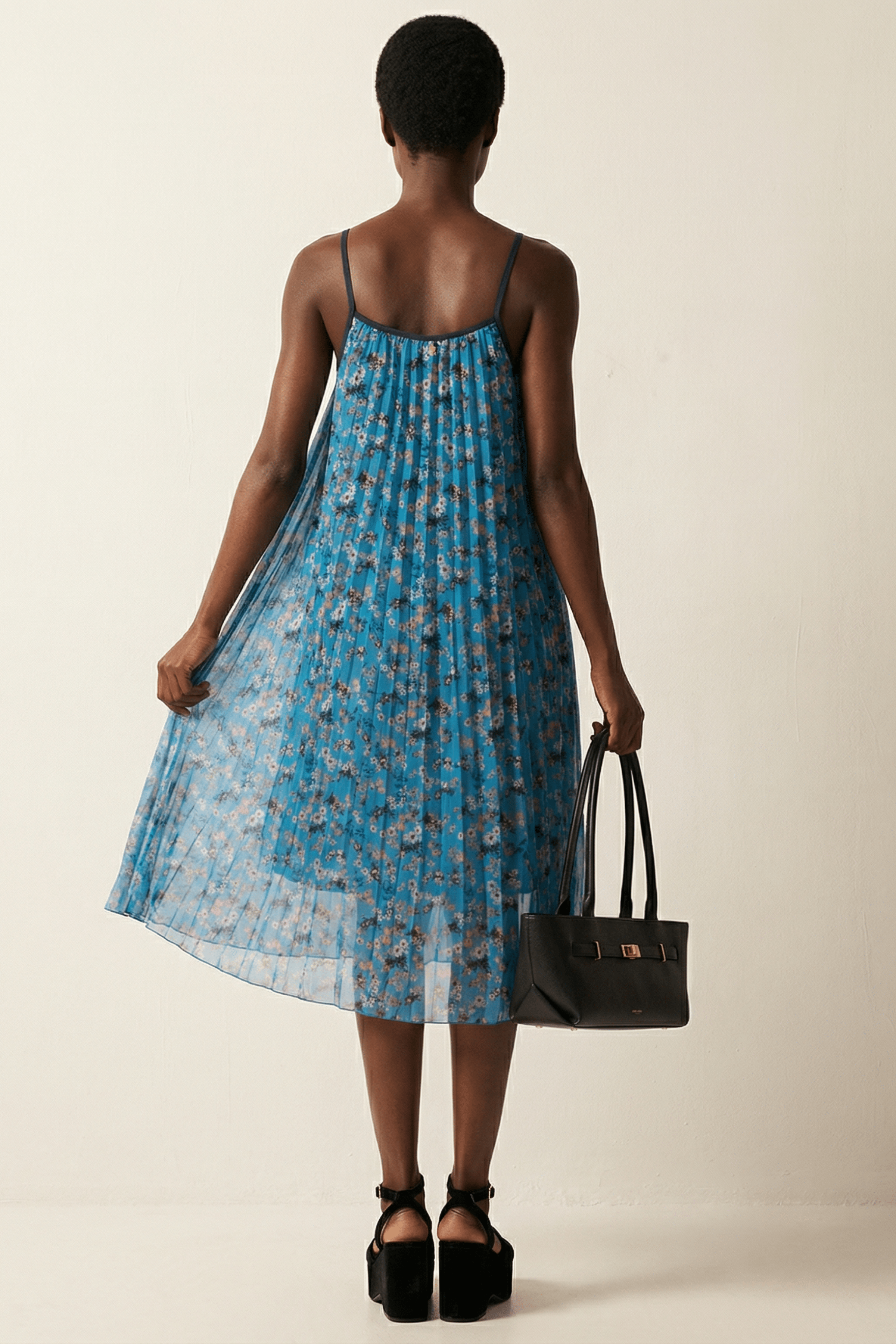 Vestido estampado turquesa plisado en tirantes Lolitas&L - lolitasyl.com