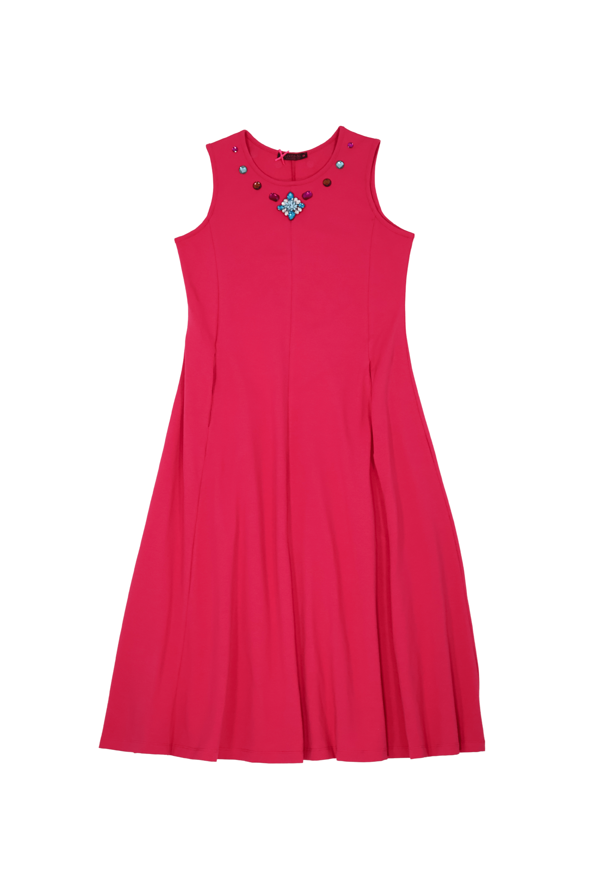Vestido largo fucsia con pedreria en el escote Lolitas&L - lolitasyl.com