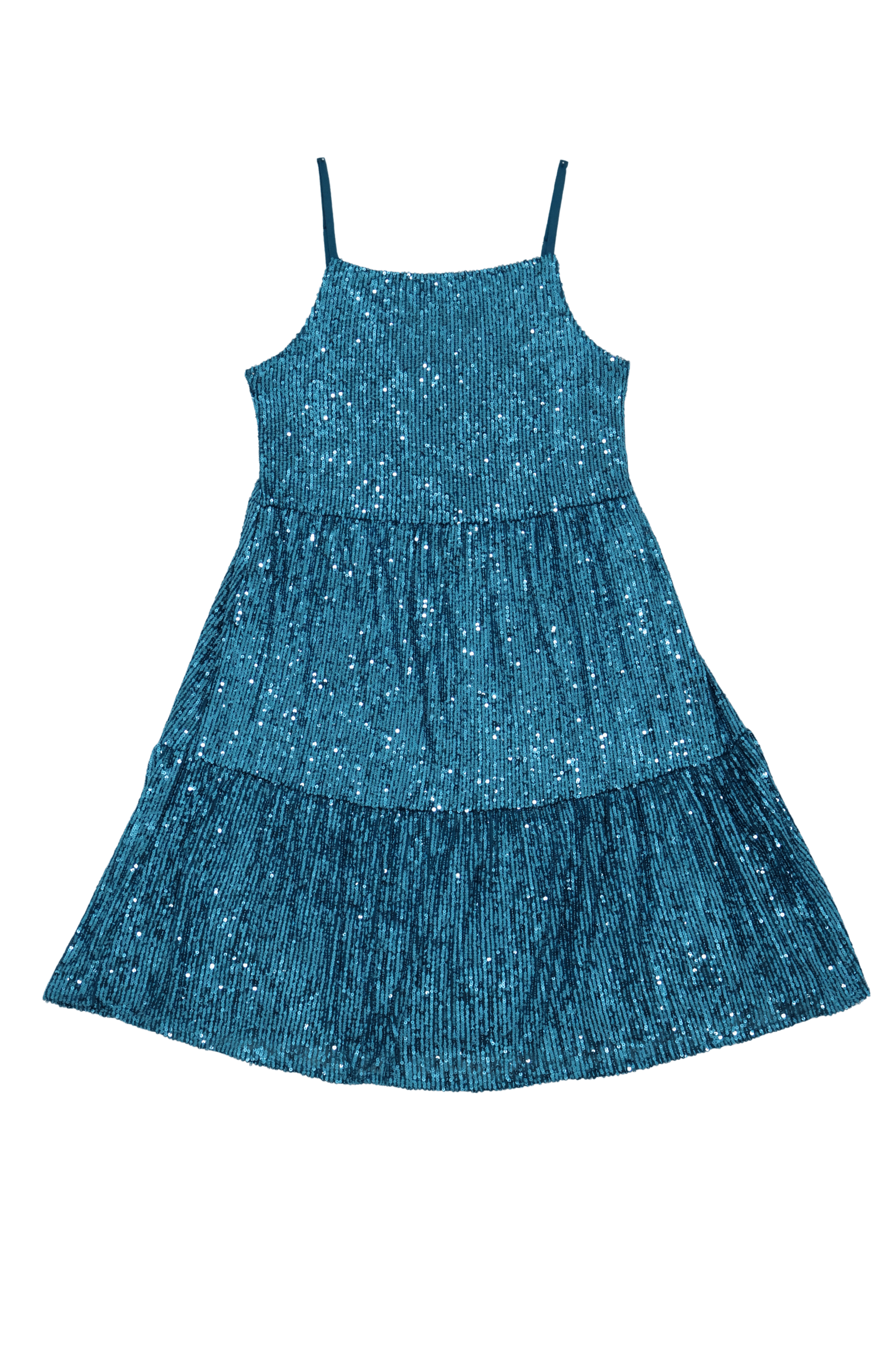 Vestido lentejuelas azul con tirantes corto LolitasyL - lolitasyl.com