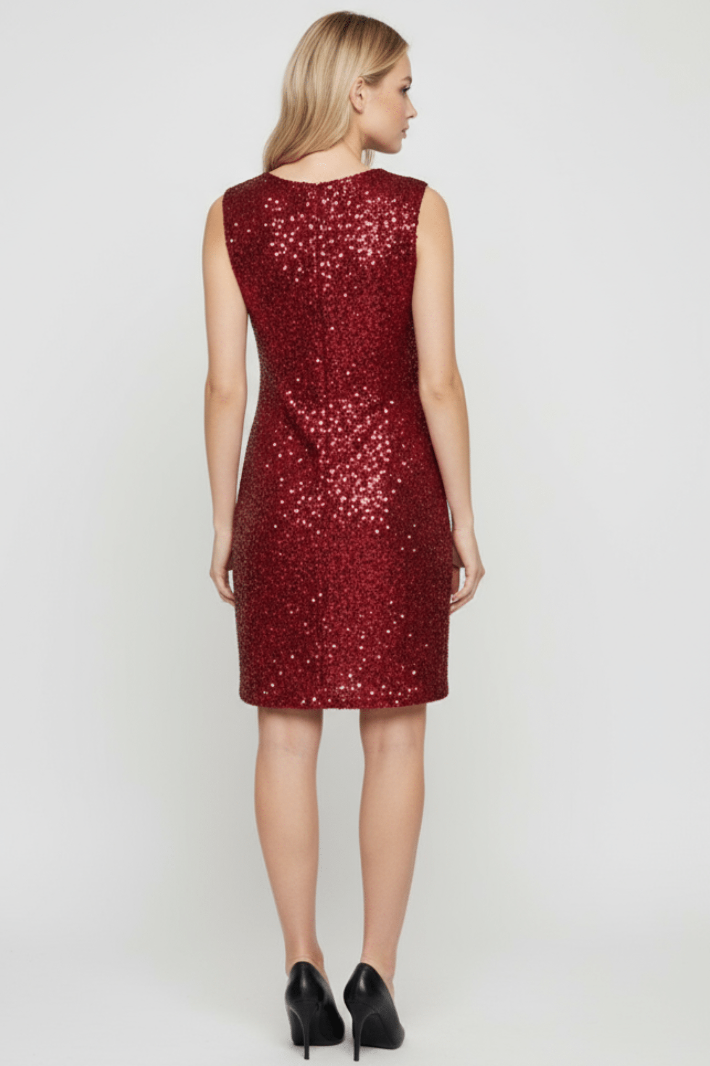 Vestido lentejuelas granate a la rodilla sin mangas Lolitas&L - lolitasyl.com