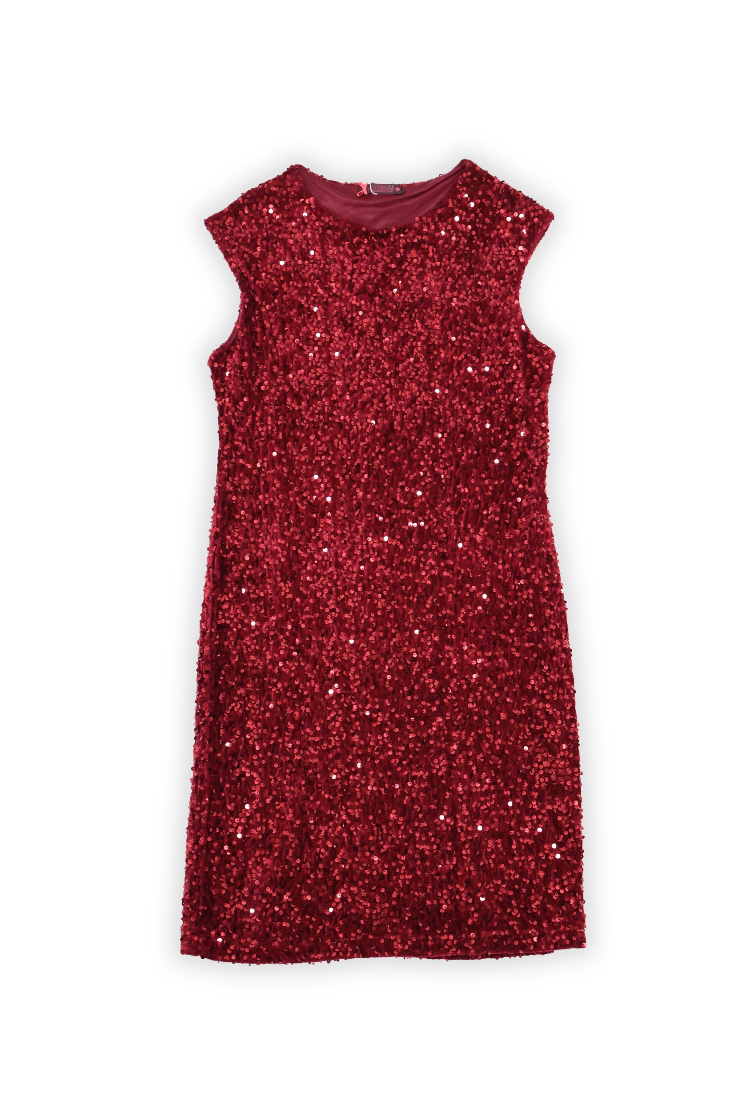 Vestido lentejuelas granate a la rodilla sin mangas Lolitas&L - lolitasyl.com