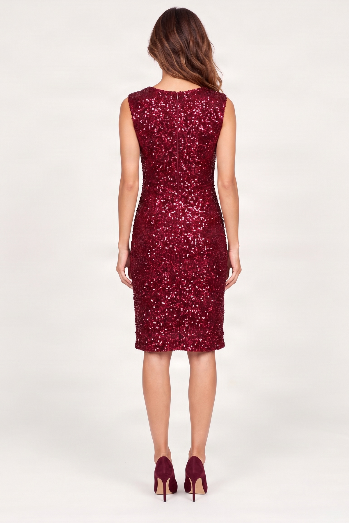 Vestido lentejuelas granate a la rodilla sin mangas Lolitas&L