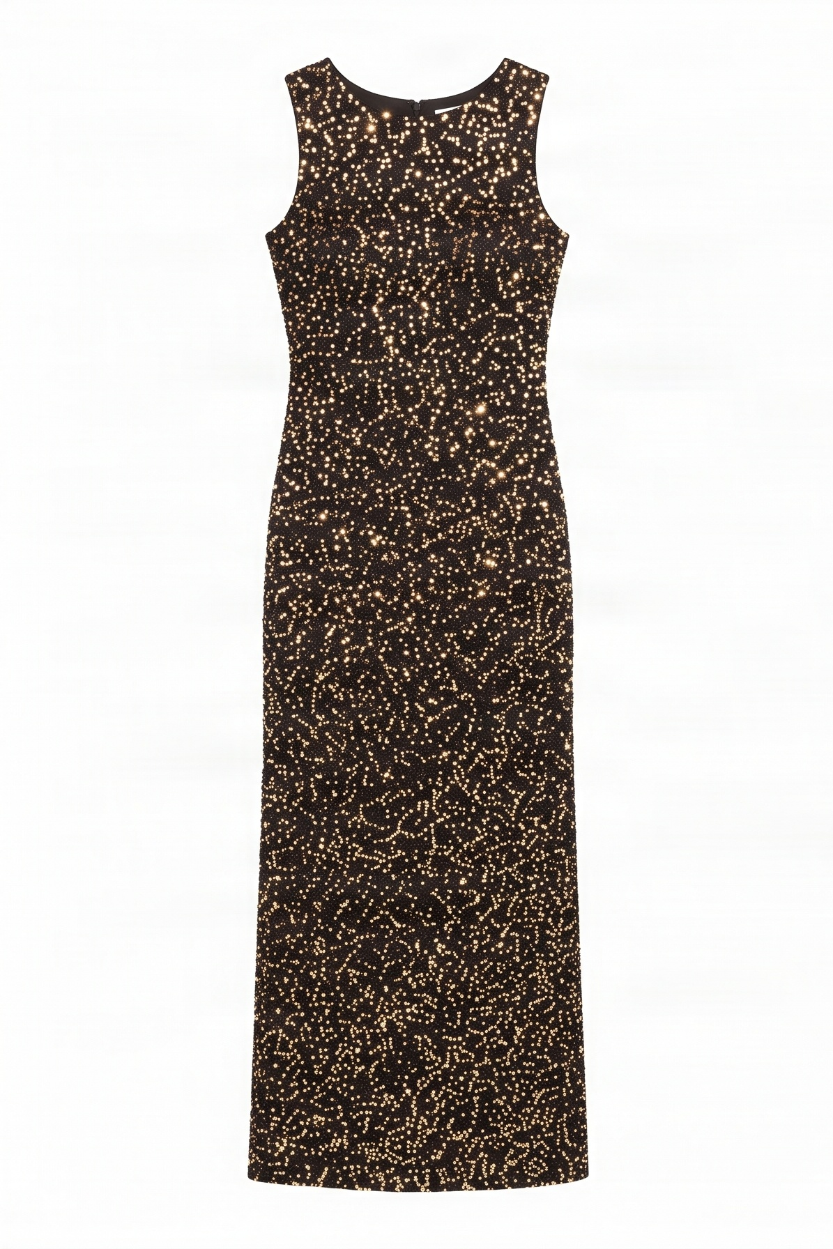 Vestido lentejuelas ocre midi sin mangas Lolitas&L