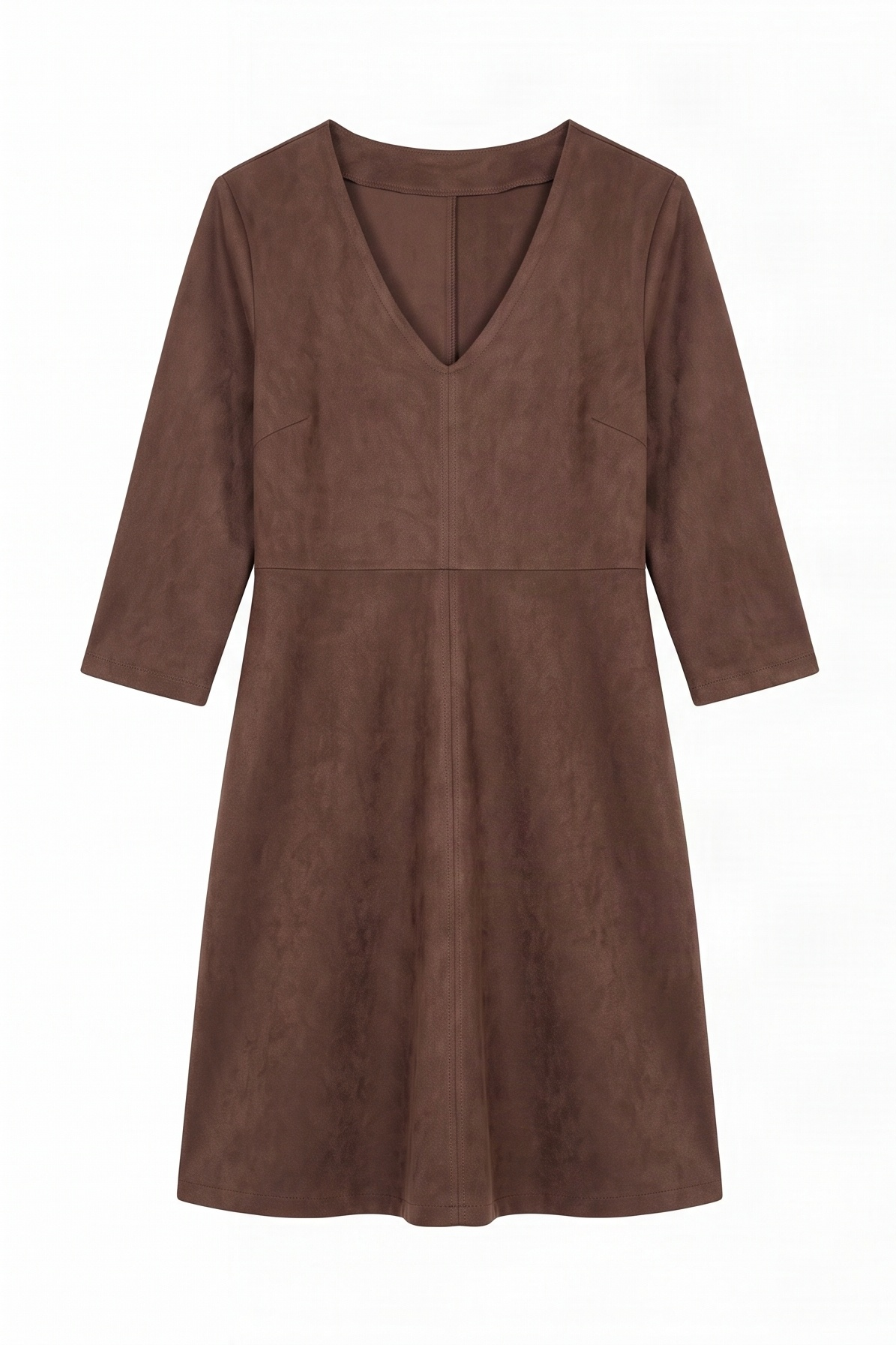 Vestido marron chocolate antelina escote en uve Lolitas&L