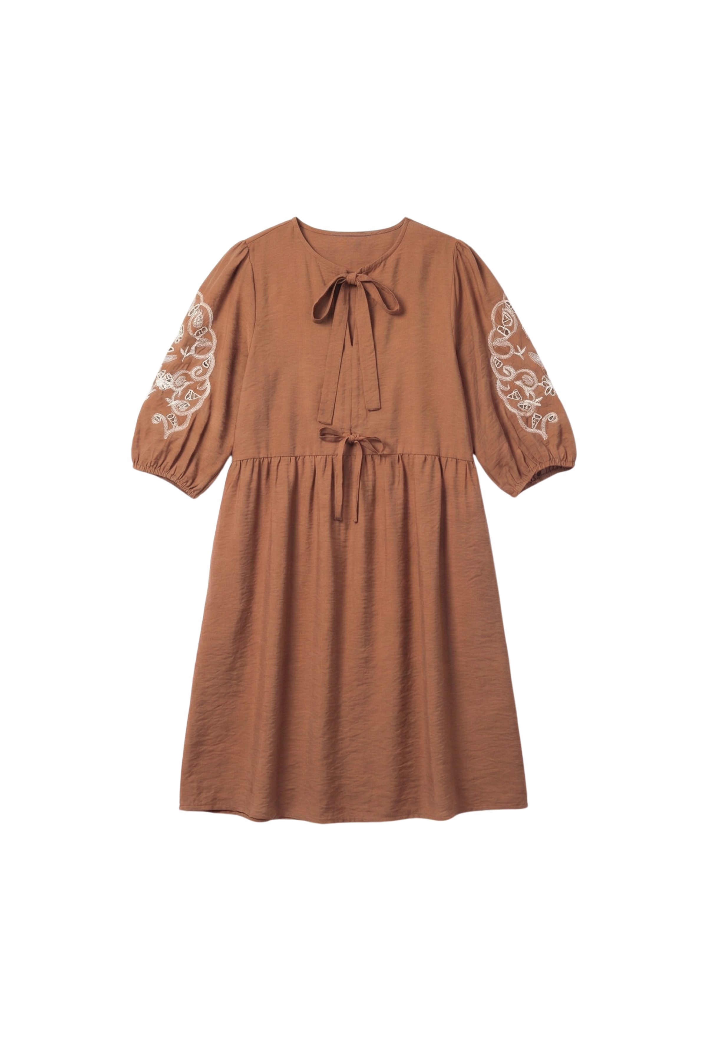 Vestido marron chocolate con bordado mangas Lolitas&L