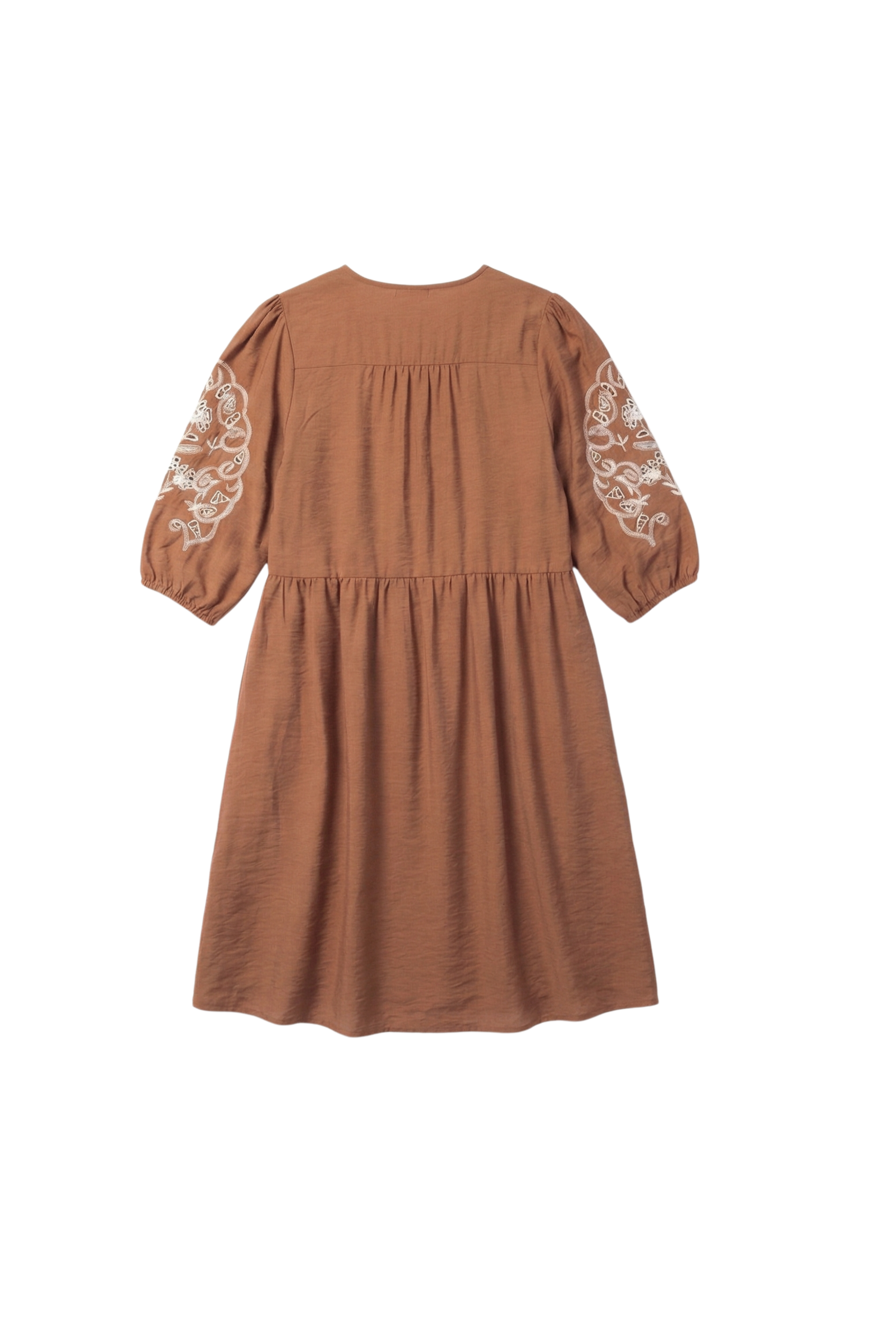 Vestido marron chocolate con bordado mangas Lolitas&L