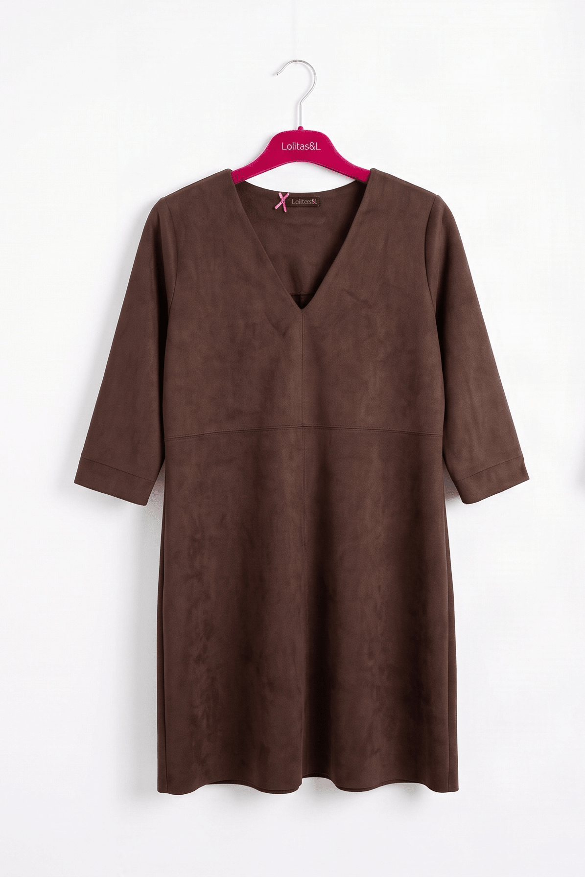 Vestido Marrón Chocolate de Antelina con Escote en V Preloved - lolitasyl.com