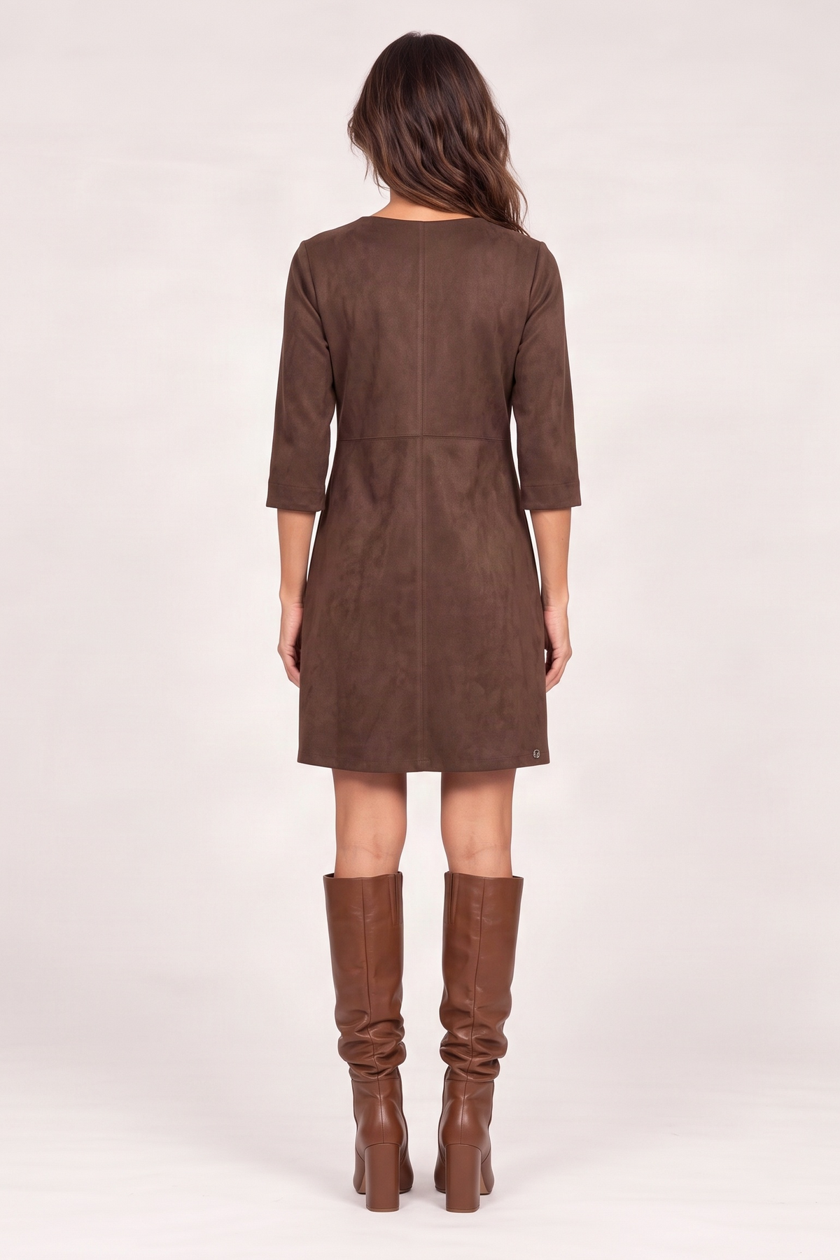 Vestido marron chocolate antelina escote en uve Lolitas&L