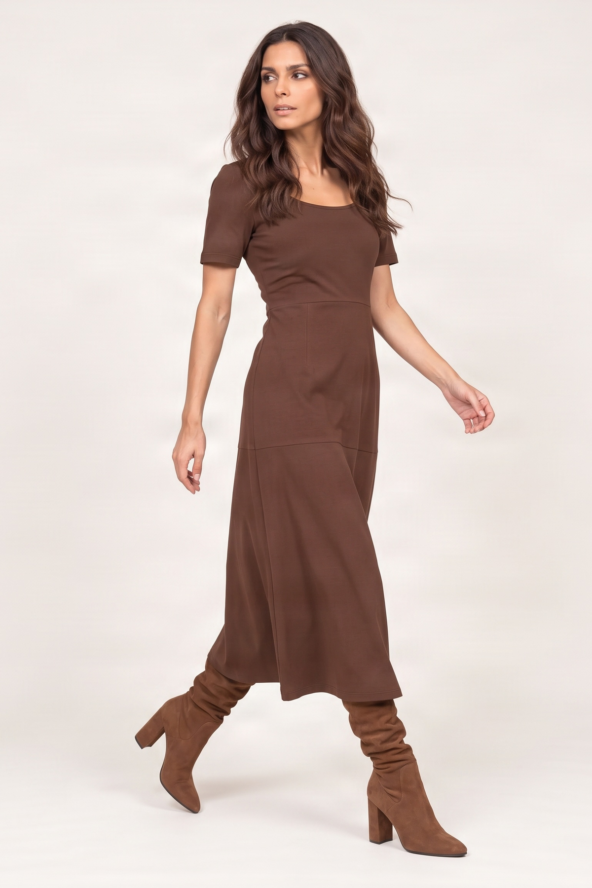 Vestido marron largo antelina acampanado Lolitas&L