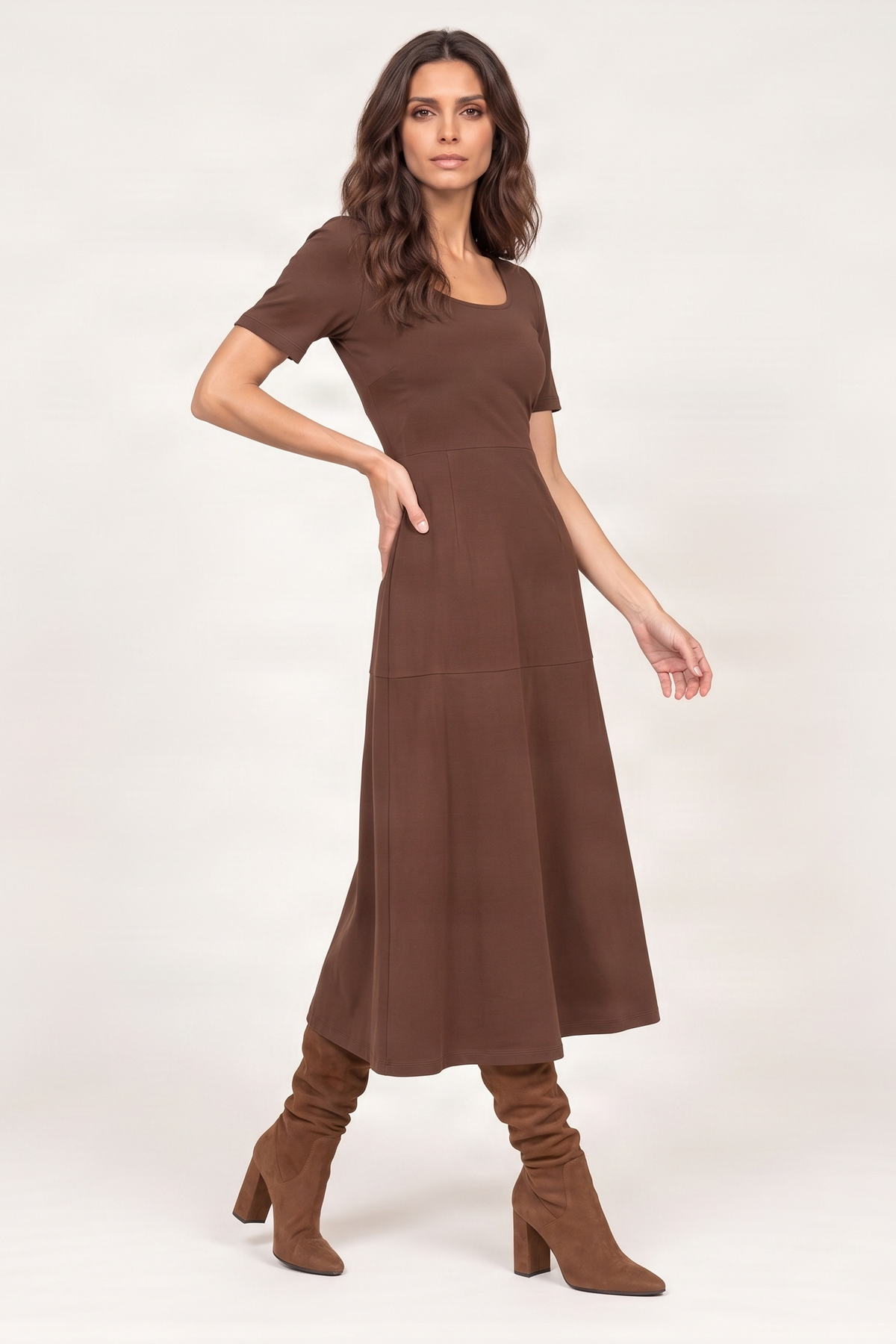 Vestido marron largo antelina acampanado Lolitas&L
