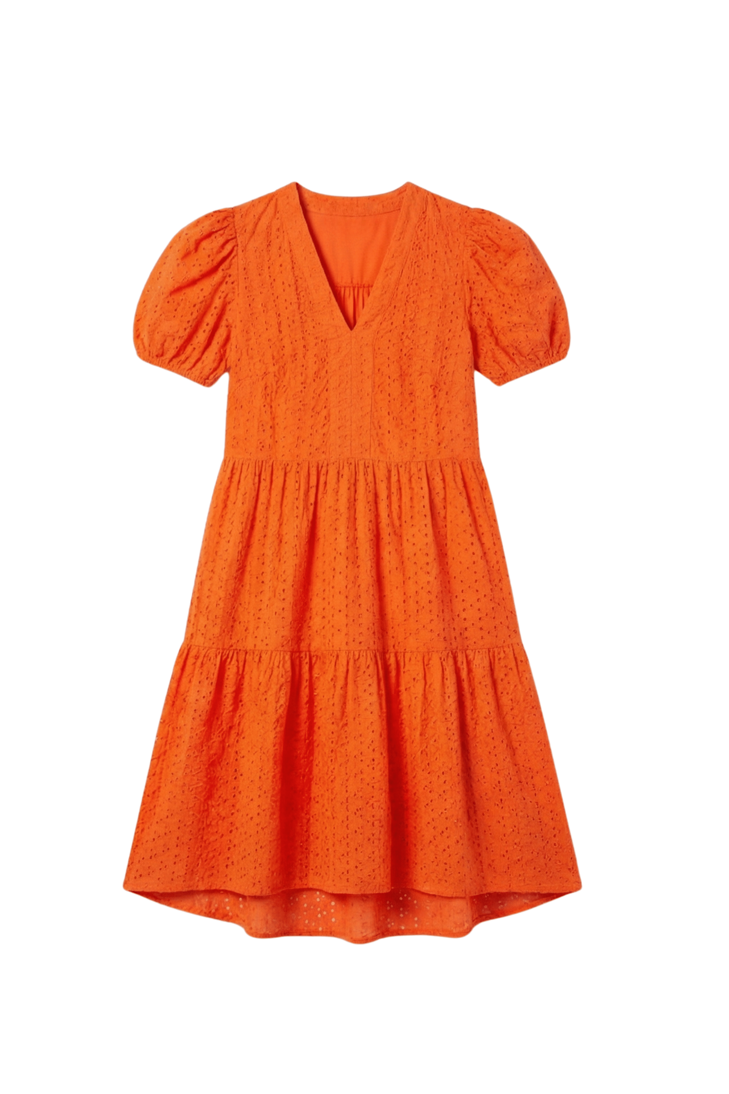 Vestido naranja bordado ingles manga abullonada Lolitas&L - lolitasyl.com